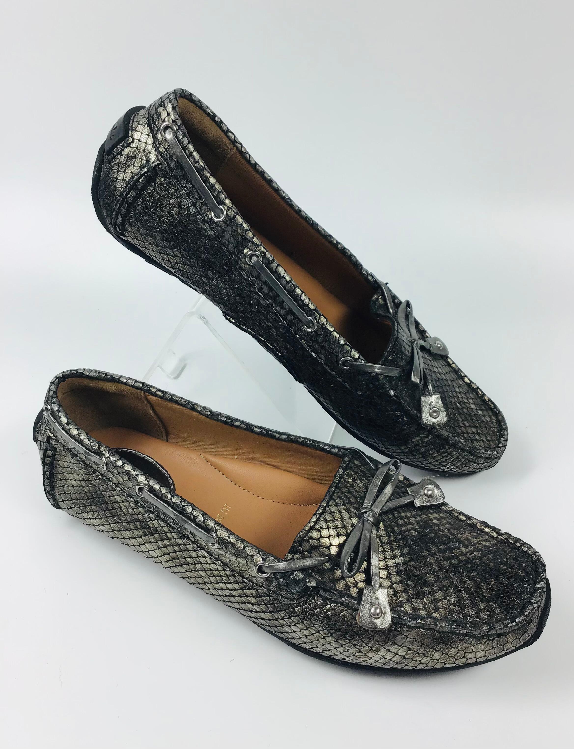 Clarks Wide Fit Bronze Faux Snakeskin Shoes UK 4.5 E