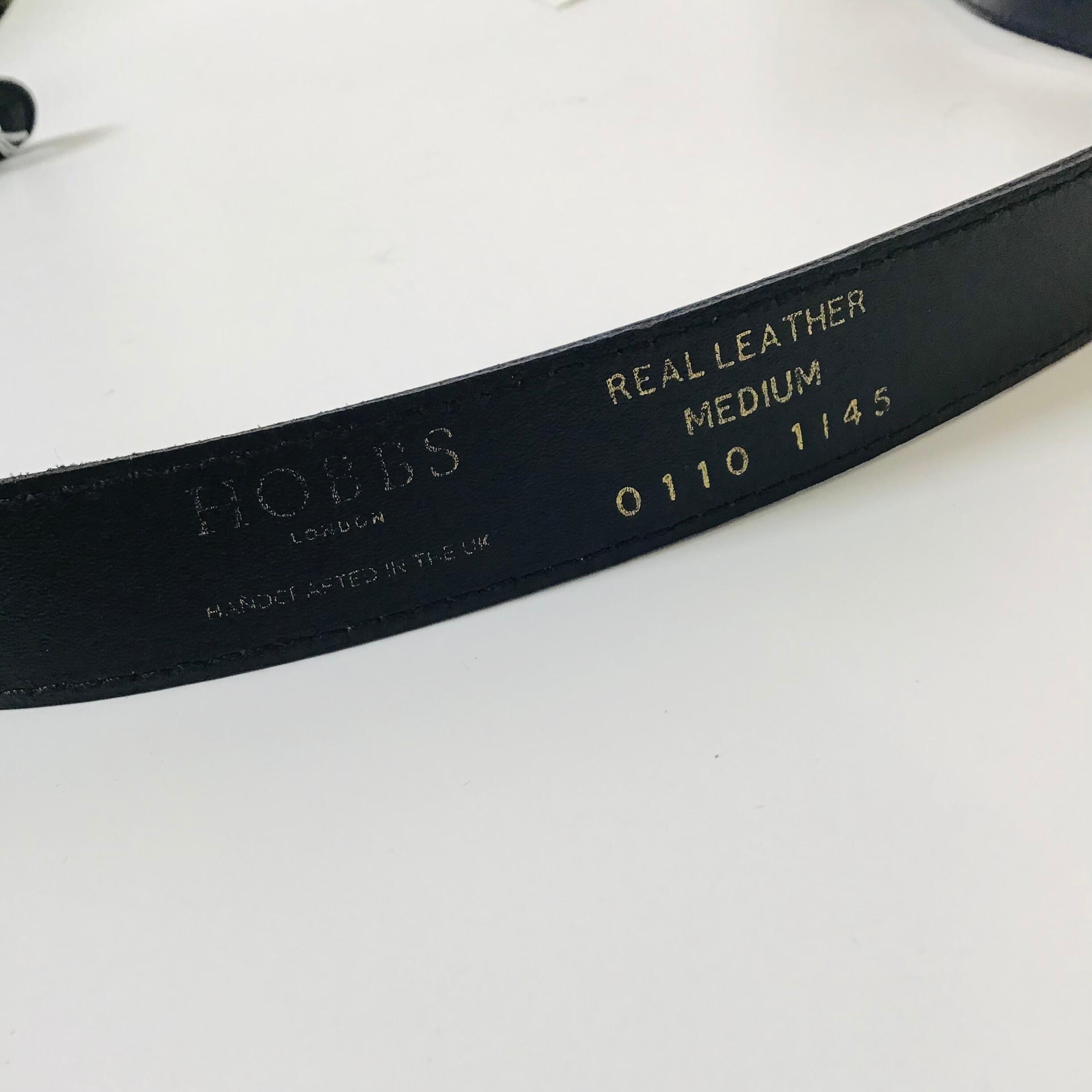 Hobbs Dark Navy Leather Belt size and material