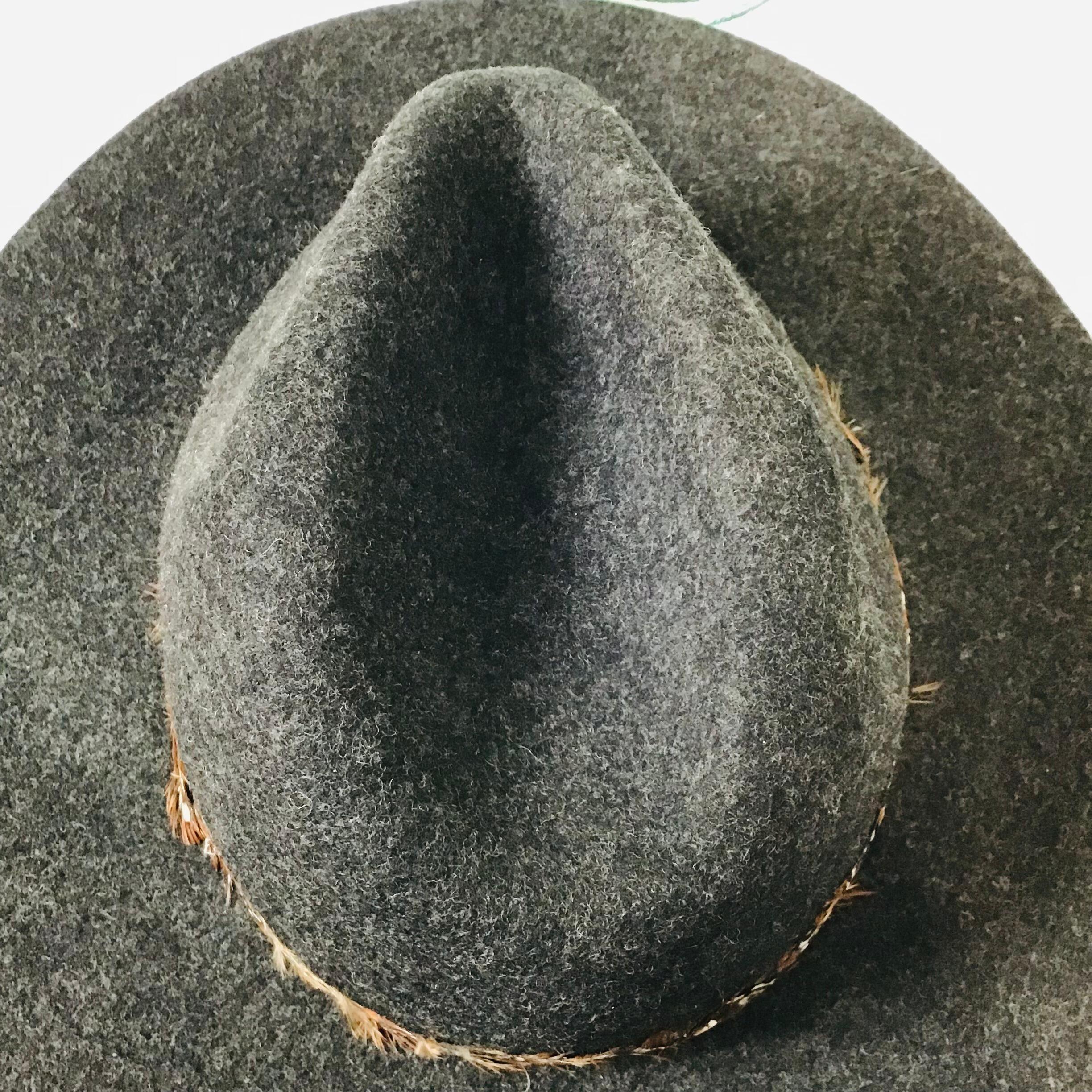 Barts Black Wool Hat with Feather Trim top view