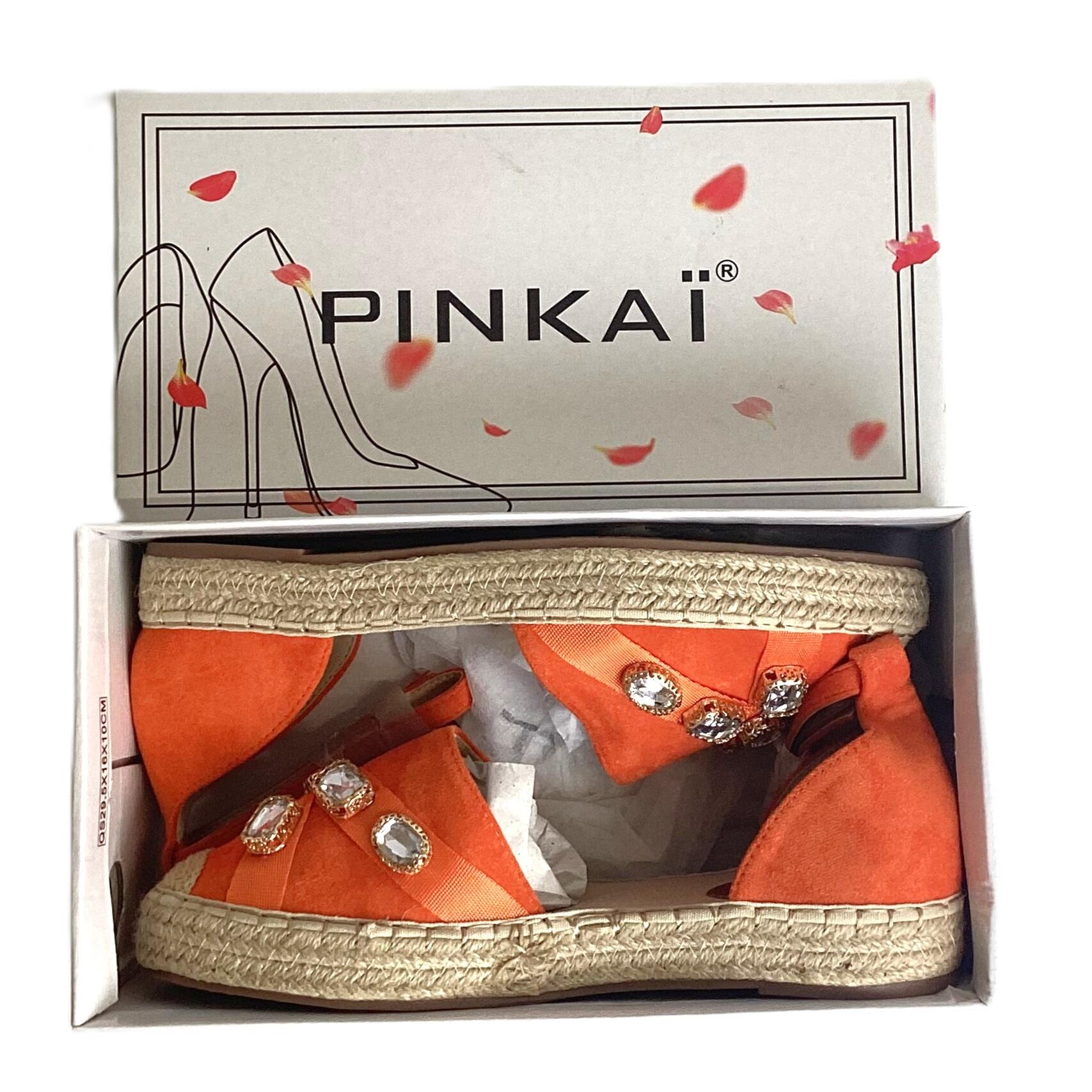 Pinkai Orange Closed Toe Sandals With Gem Details UK 6.5