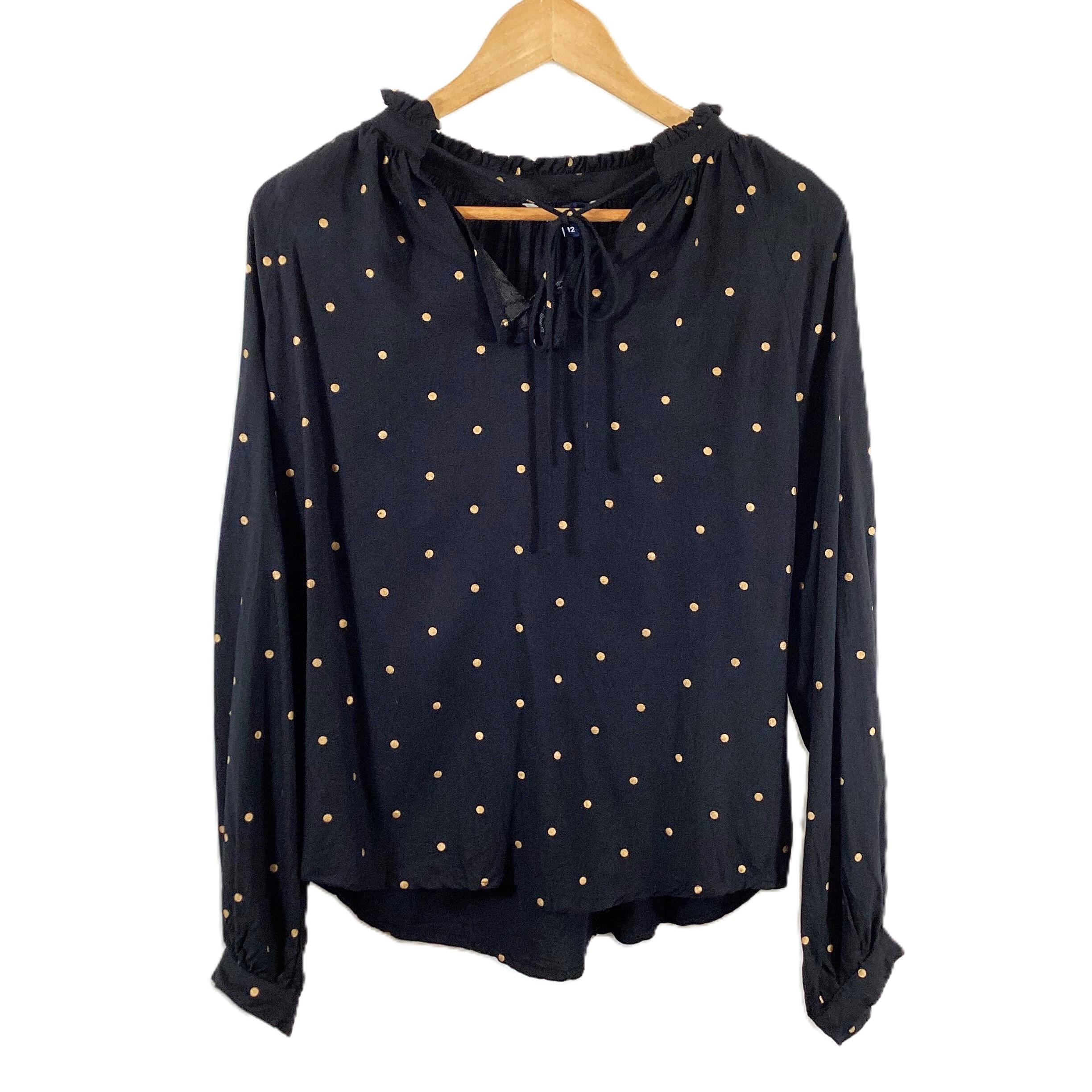 Black and gold polka dot blouse store