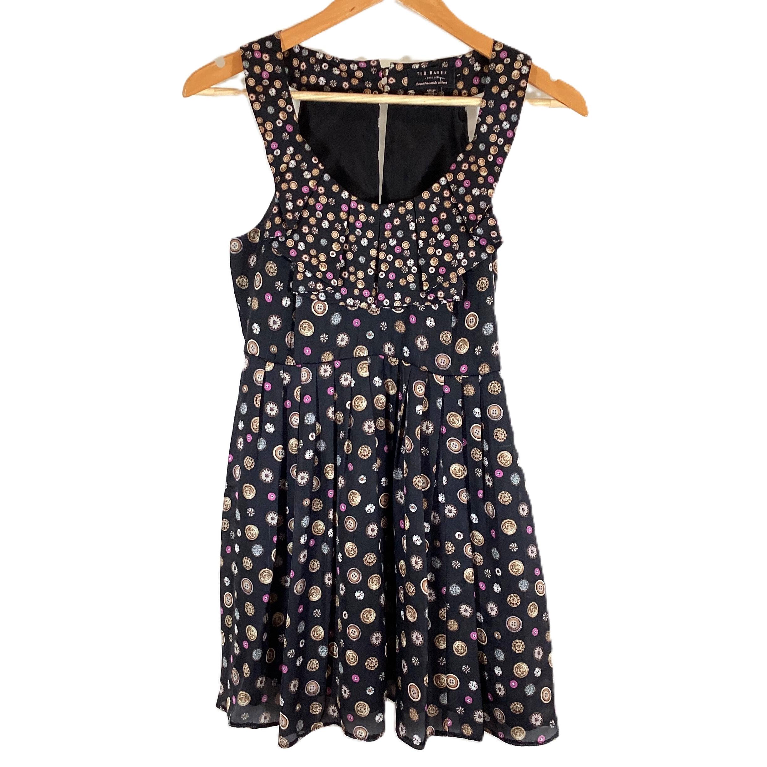 Ted baker black pleated dress deals