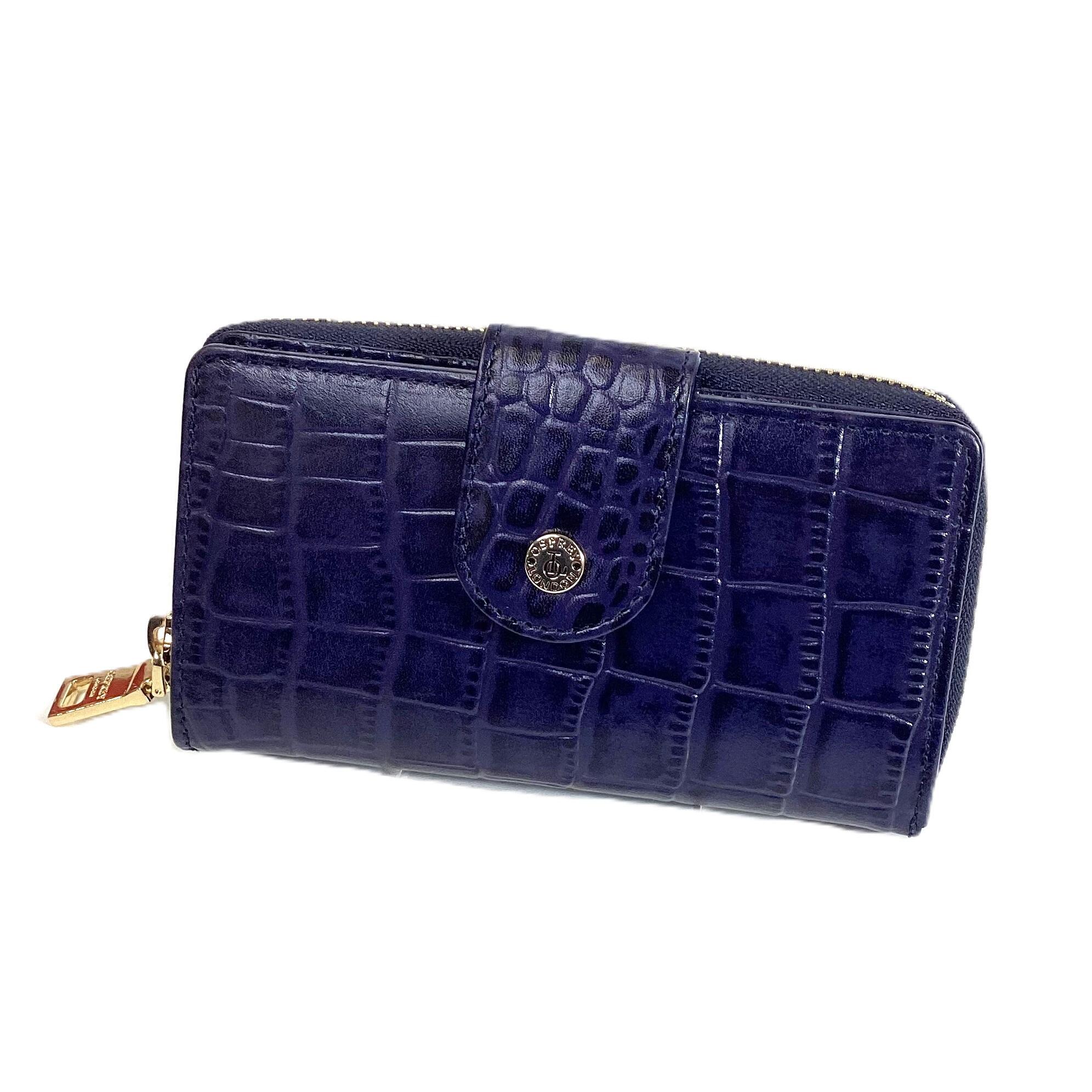 Osprey Carla Zip Around Croc Leather Purse