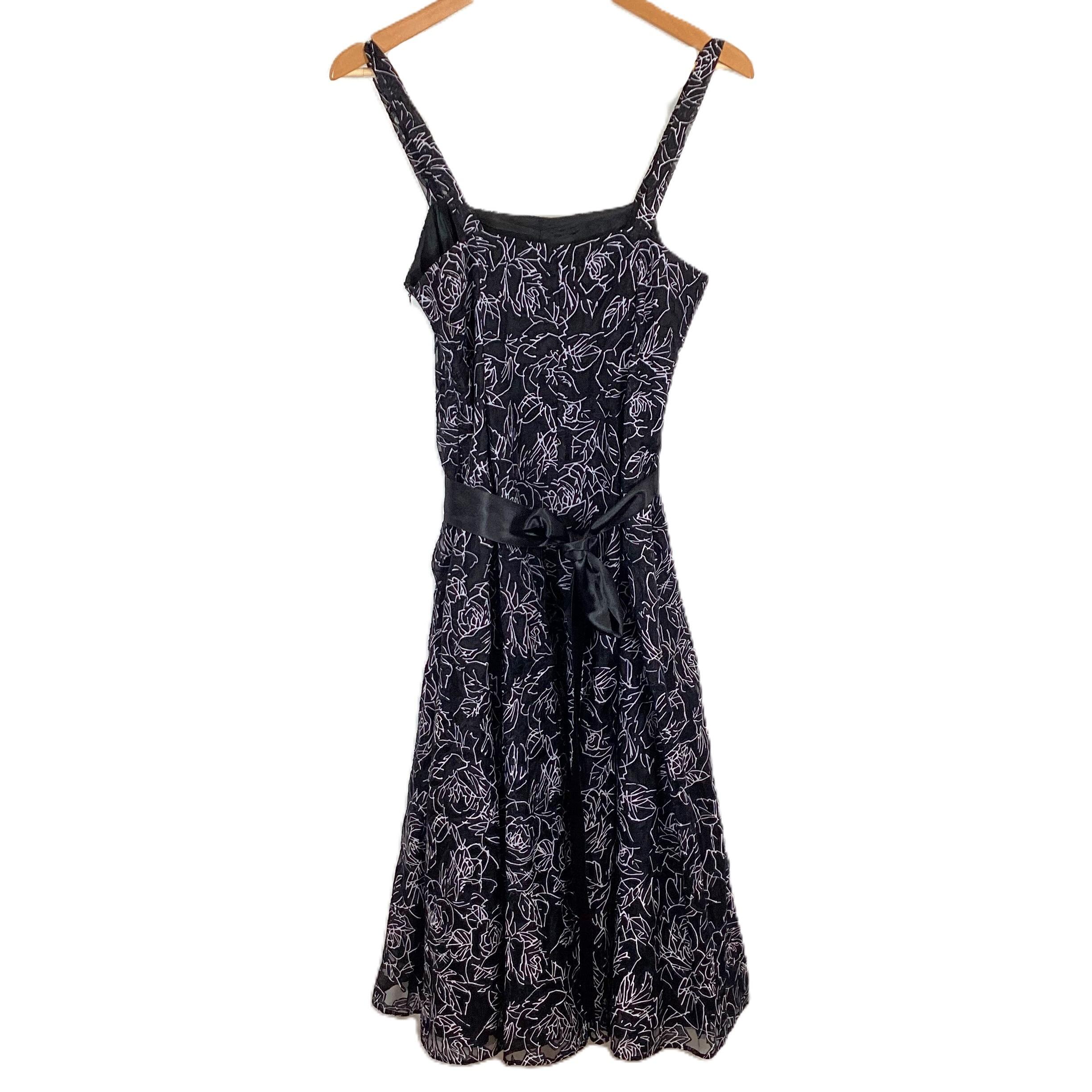 Kaliko Black Floral Belted Dress UK 12