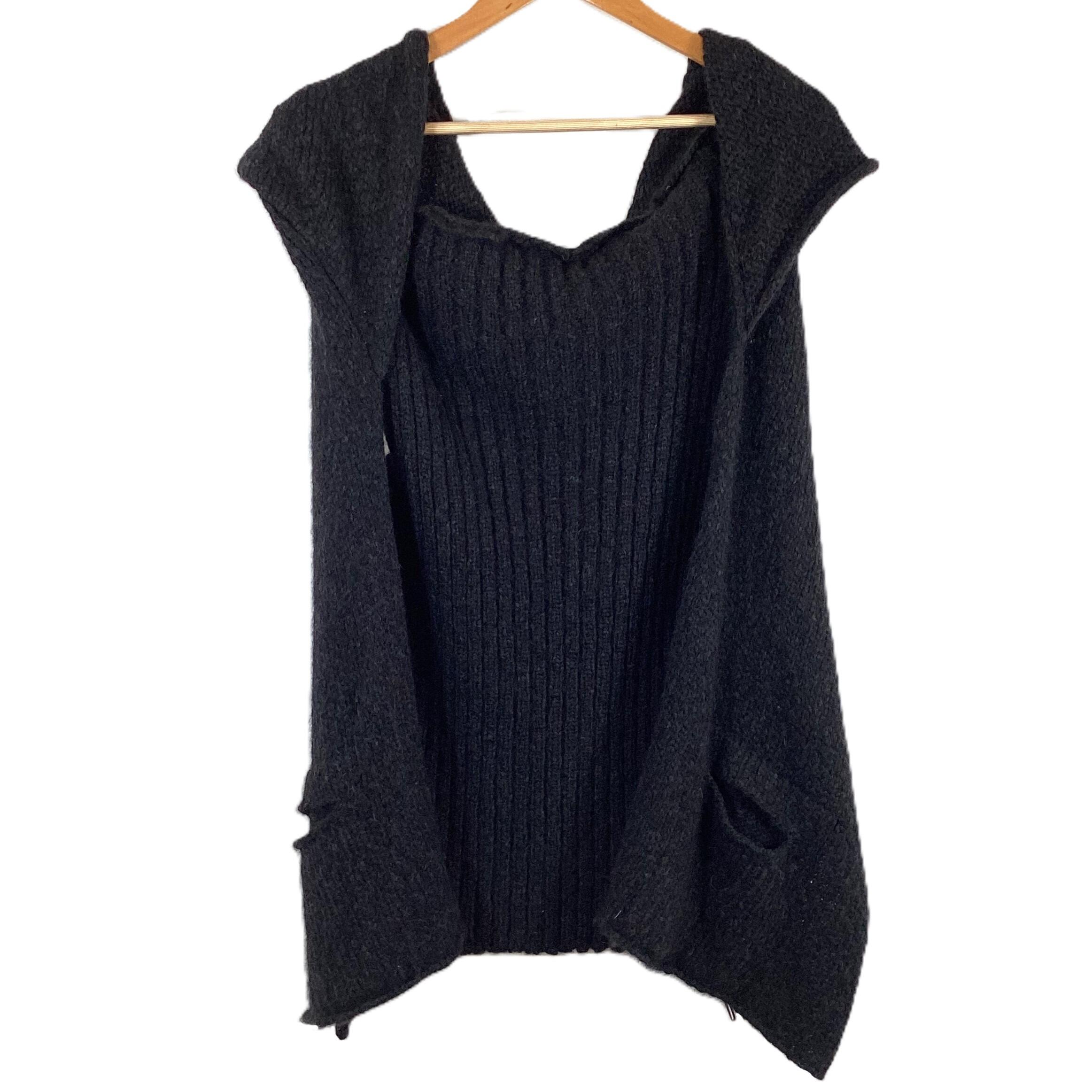 Annette Gortz Charcoal Hooded Sleeveless Alpaca Blend Cardigan L