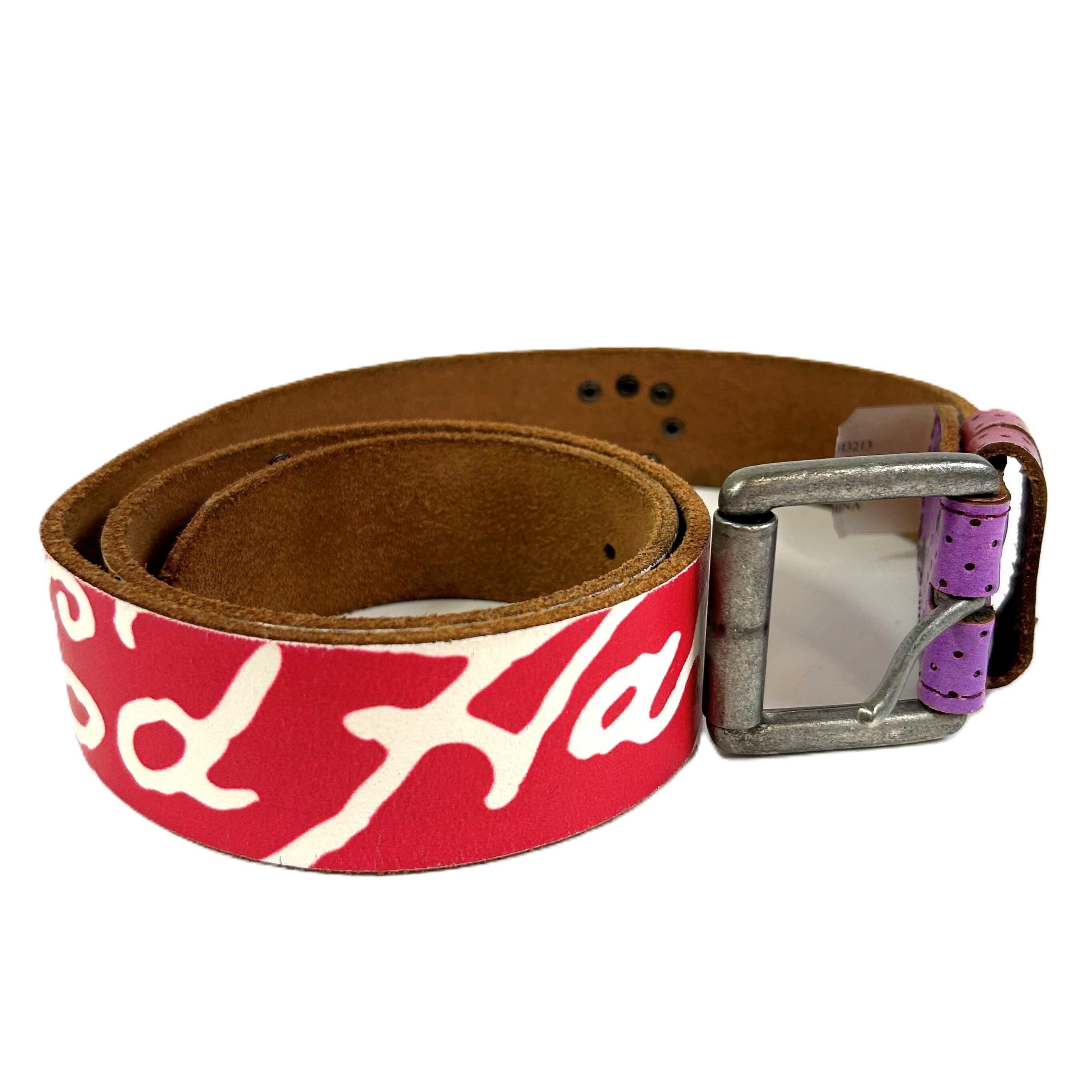 Vintage Ed Hardy Pink Tiger Leather Belt with Diamonte's Size M
