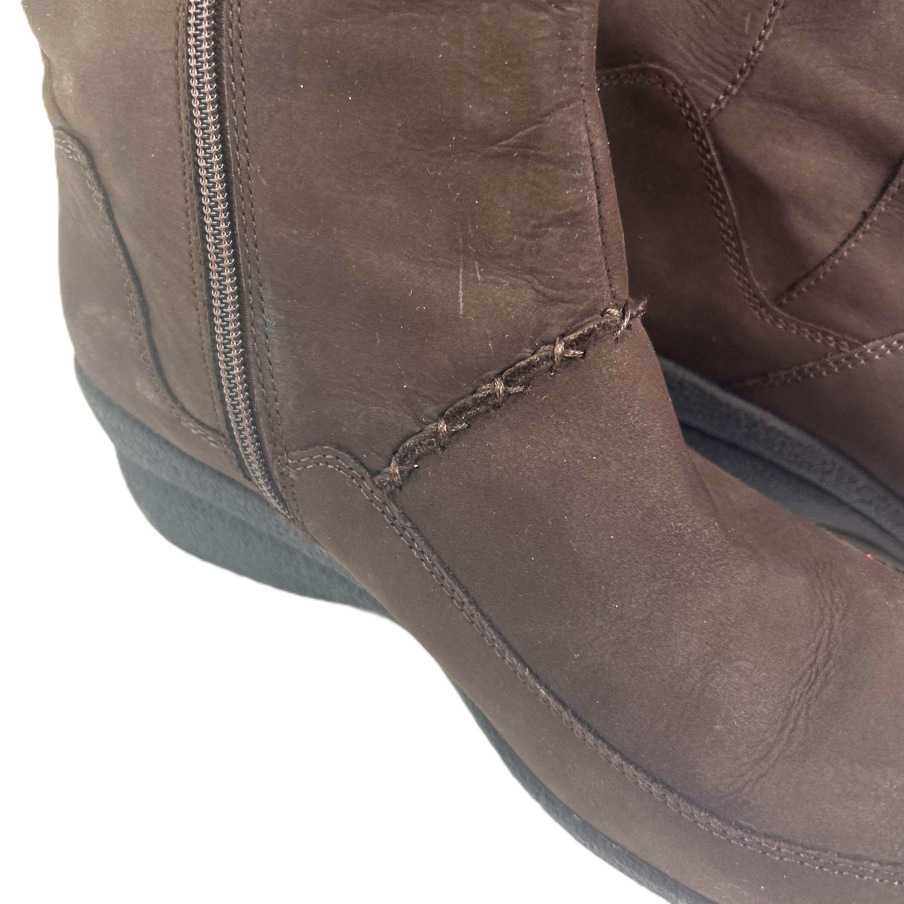 Hush Puppies Yushiko Brown Waxy Nubuck Leather Calf Boots UK 7 Wide Boxed