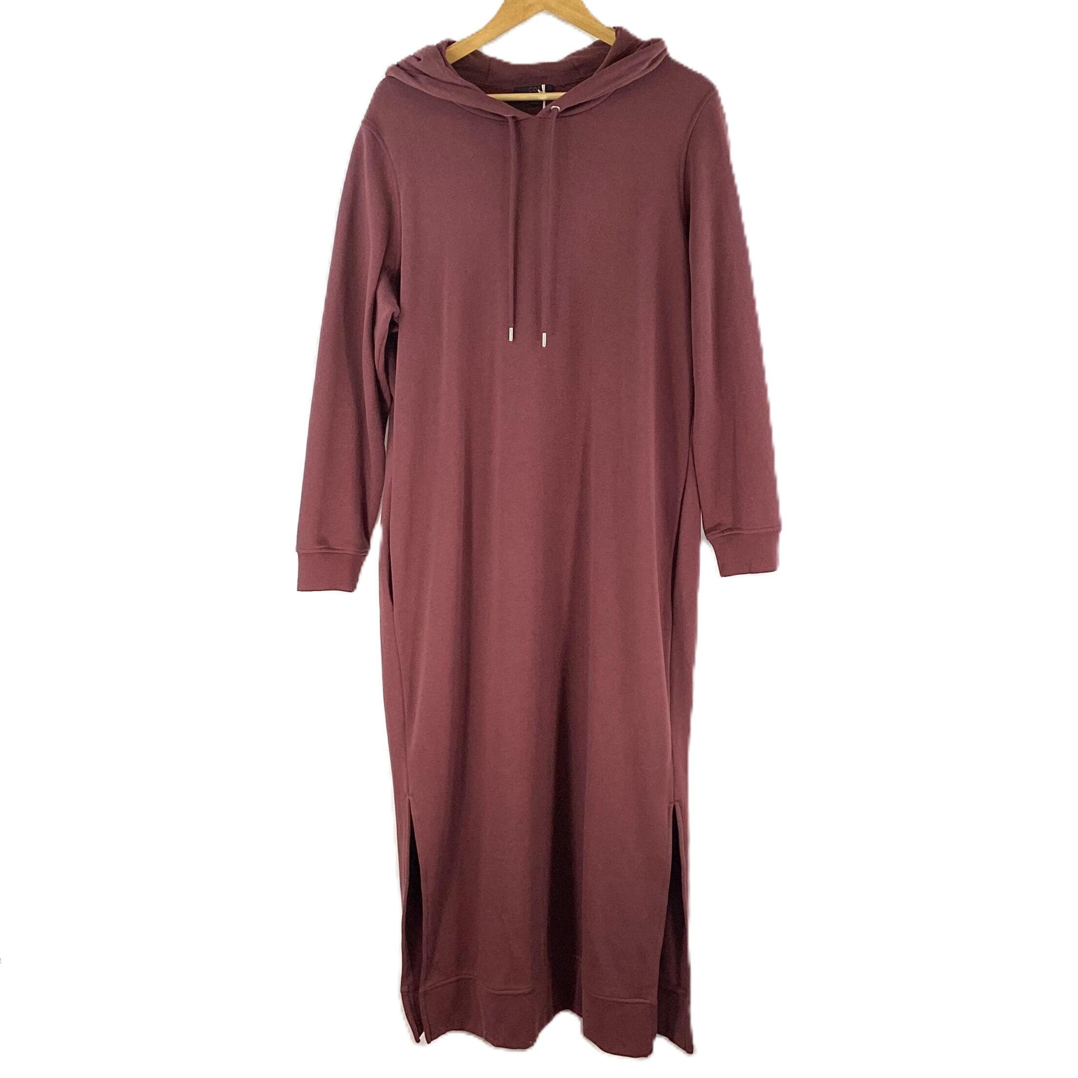 Cos Burgundy Hoodie Dress With Pockets L