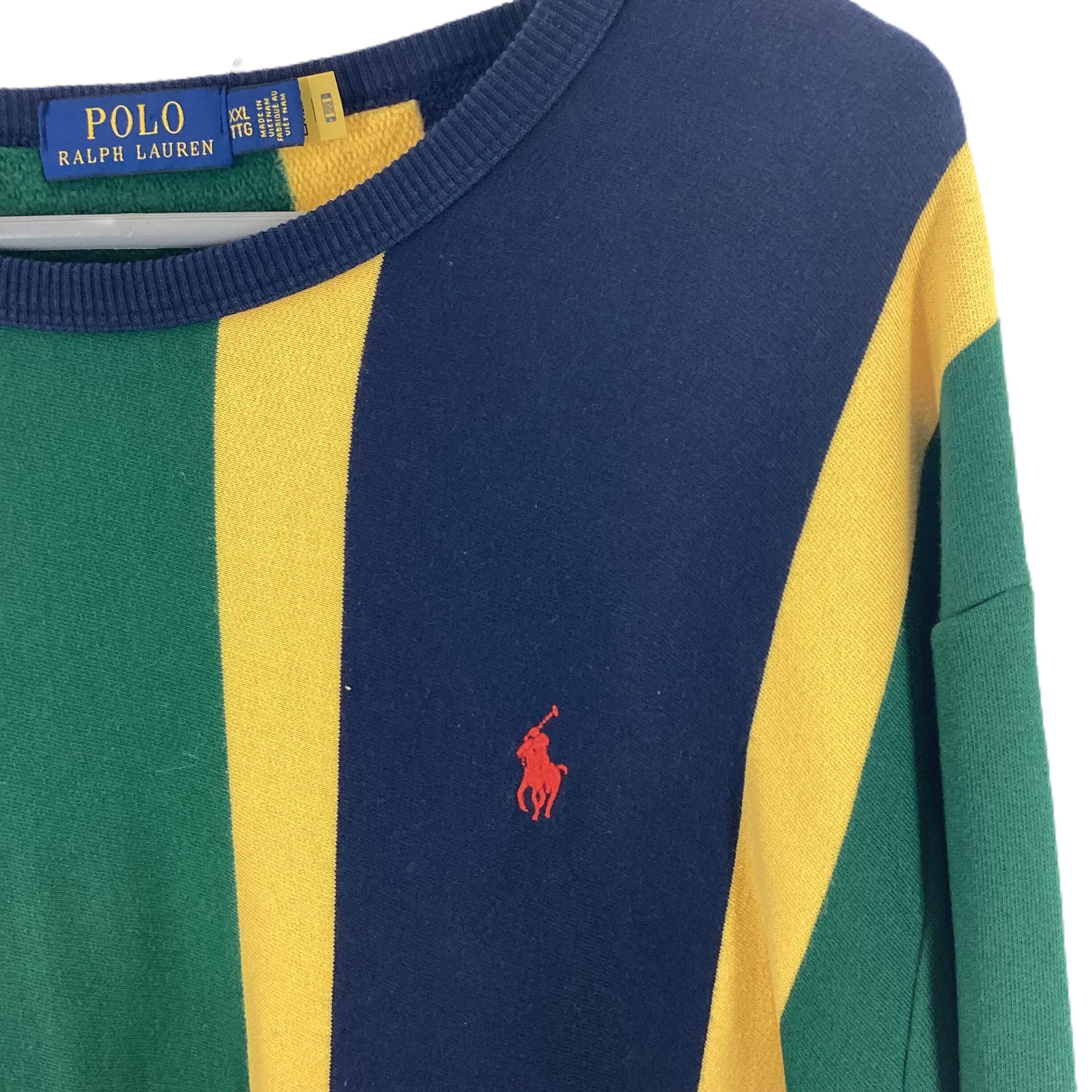 Polo Ralph Lauren Cotton Blend Chunky Multi Stripes Sweatshirt UK XXL