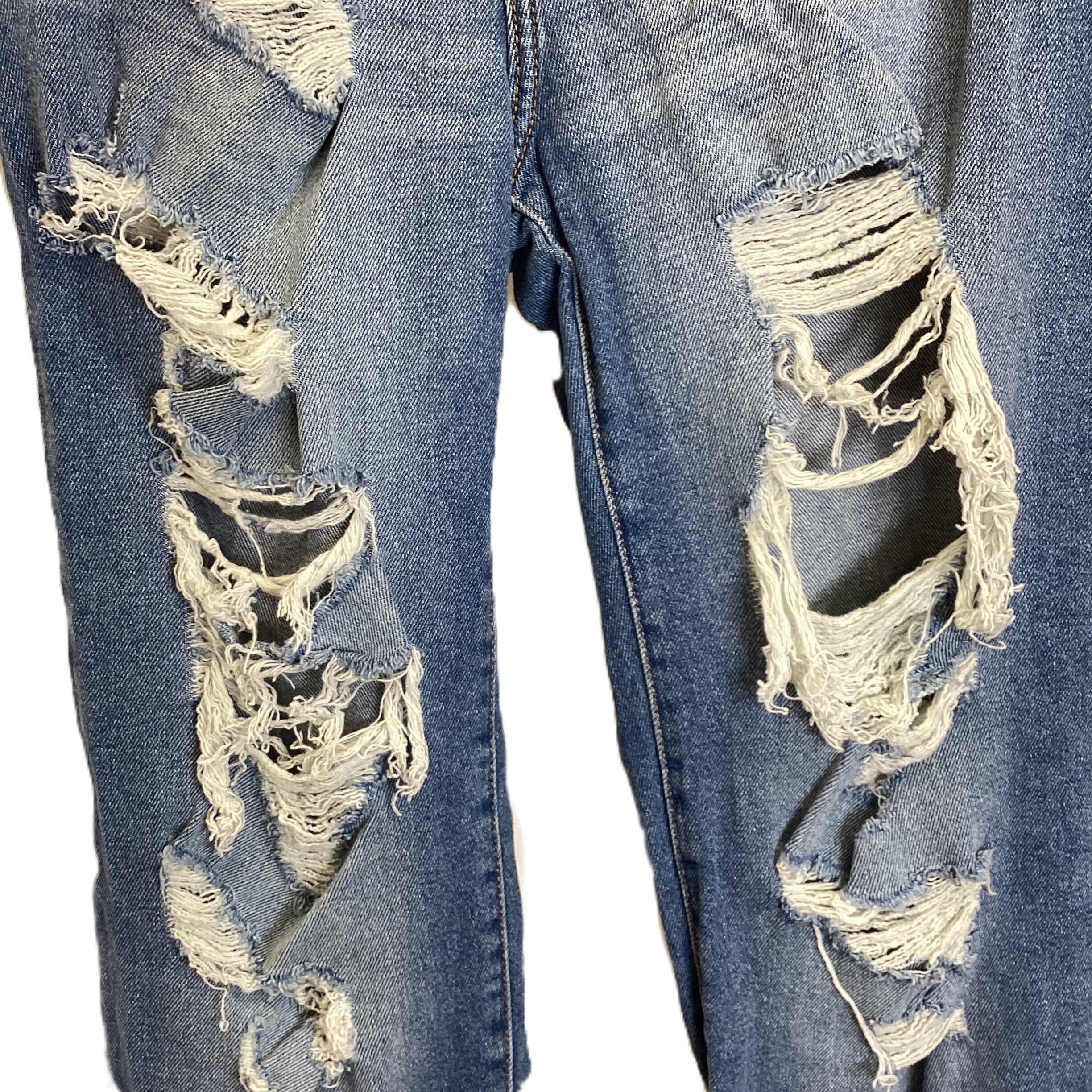 Hollister Blue Ultra High Rise Ripped Dad Jean 3R W26 L31