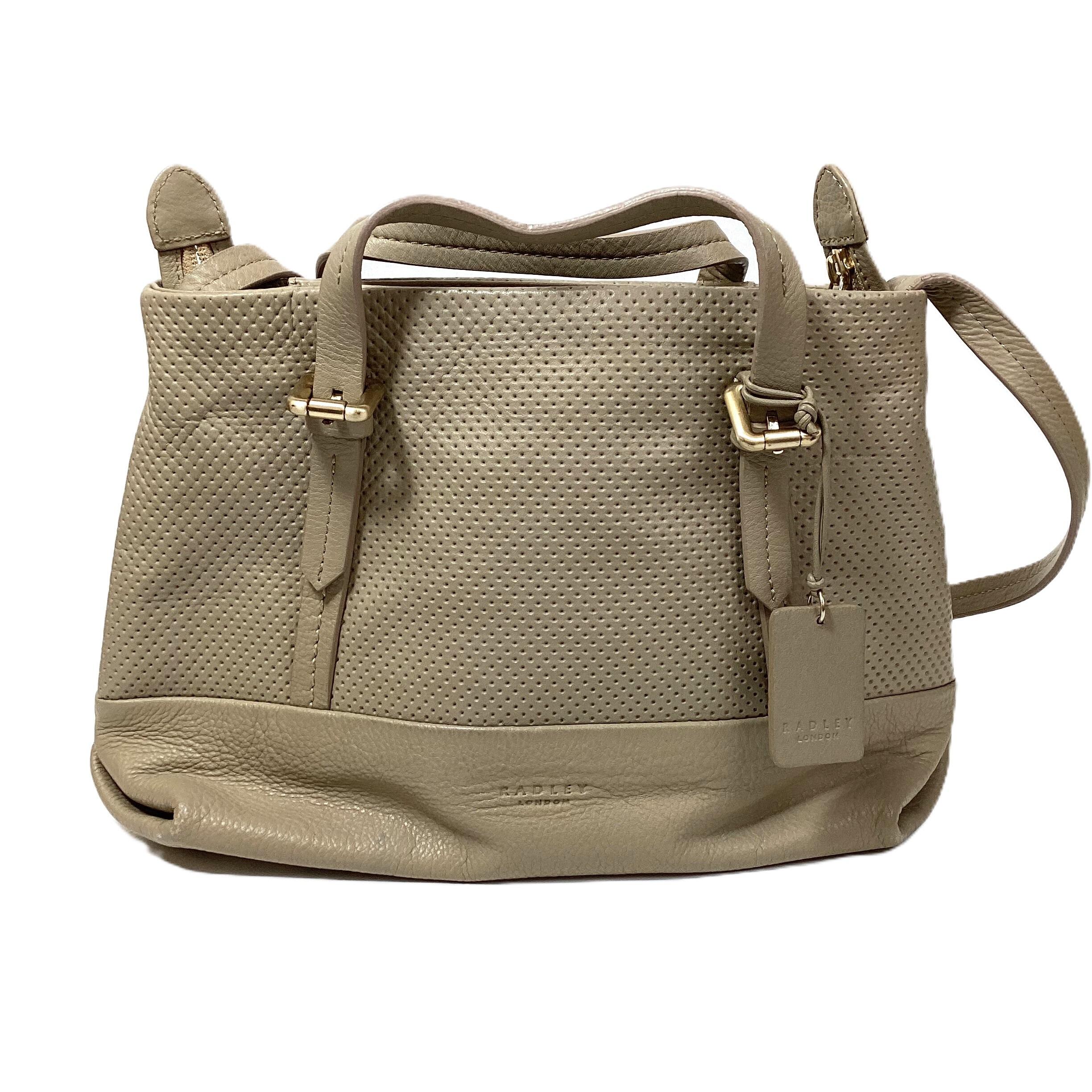 Radley Beige Leather Dimpled Handbag with Shoulder Strap Dust Bag