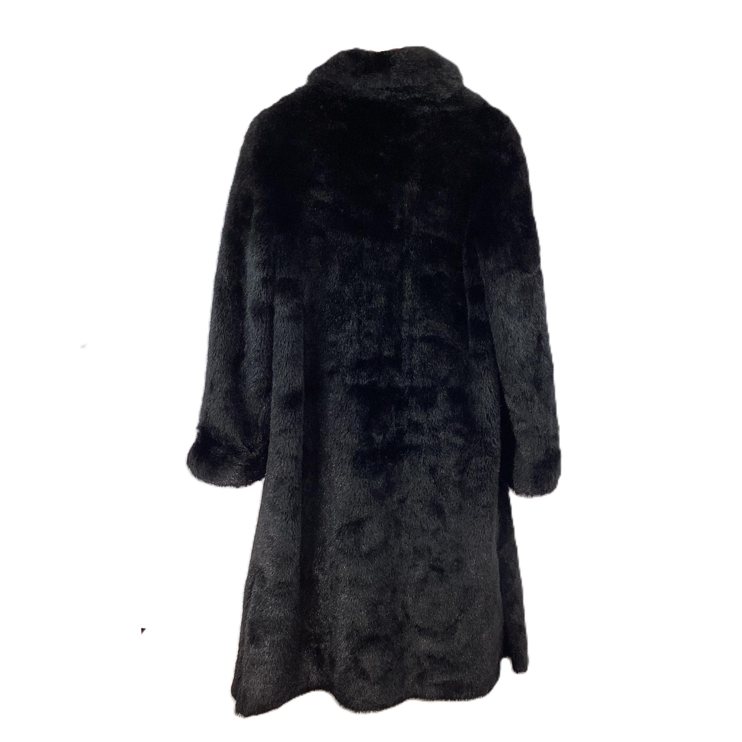 DENNIS BASSO BLACK FAUX FUR COAT store