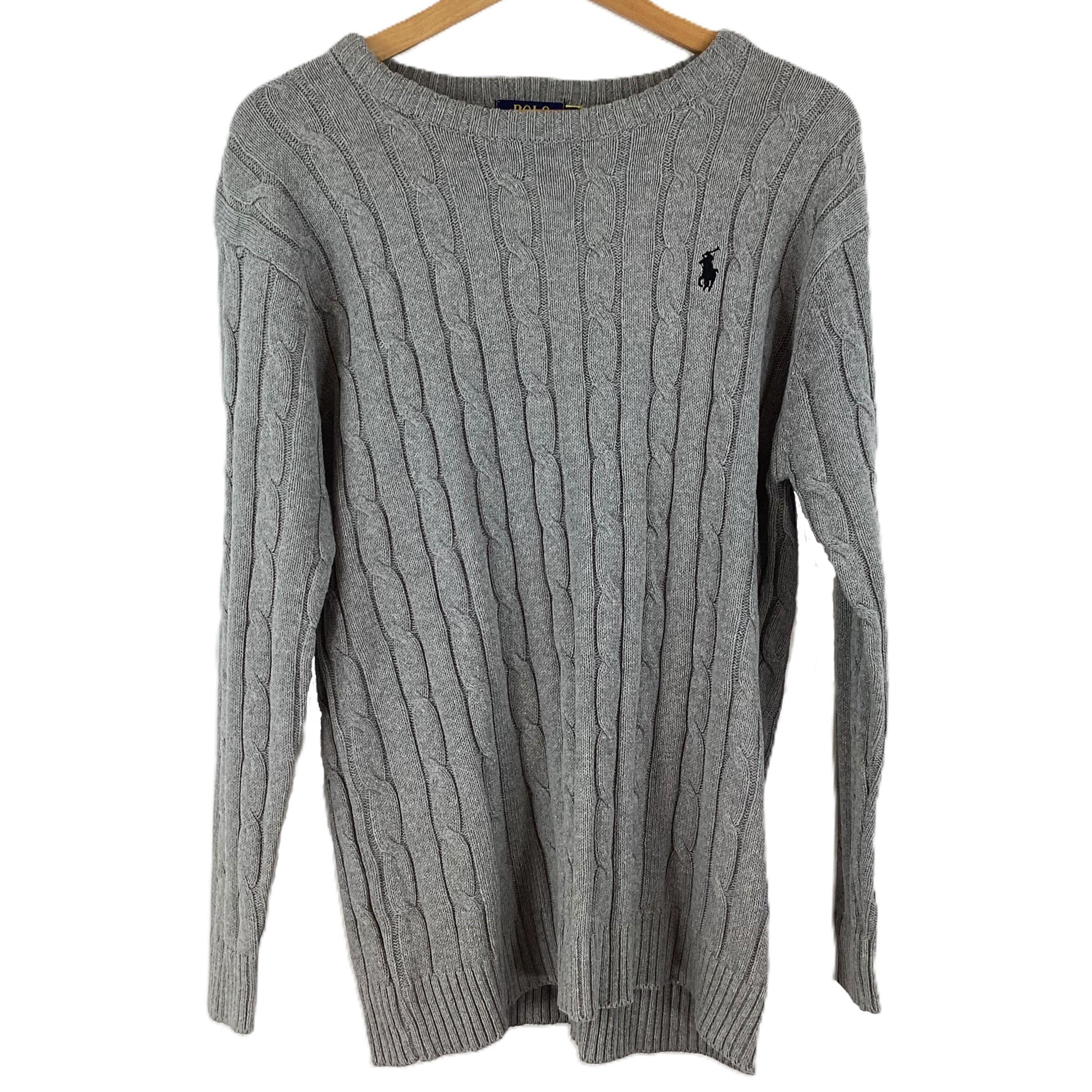 Polo Ralph Lauren Grey Cable Knit Cotton Jumper XXL