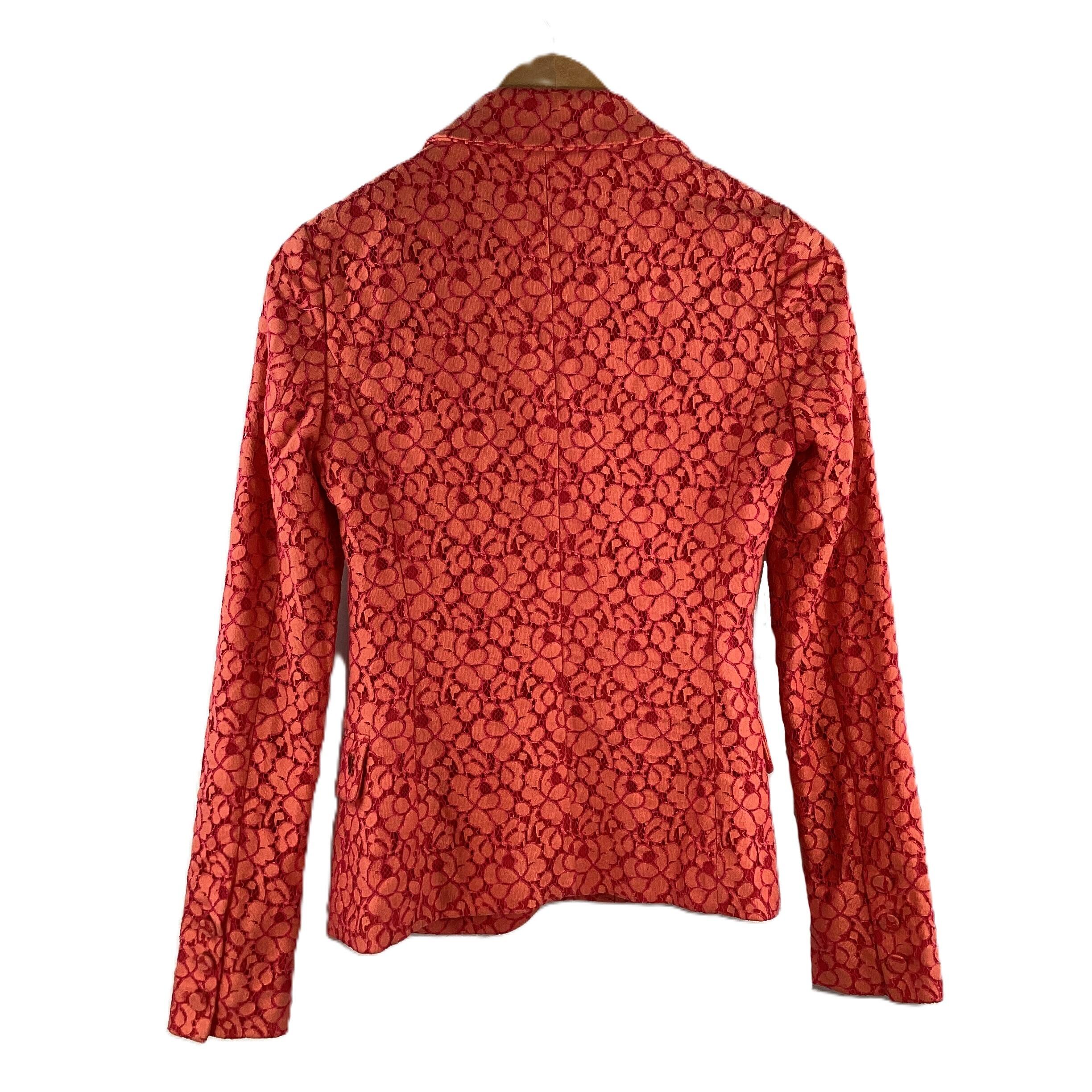 John Galliano ビーチウェア ジャケット John Galliano Bright Coral Floral Lace Blazer Jacket S