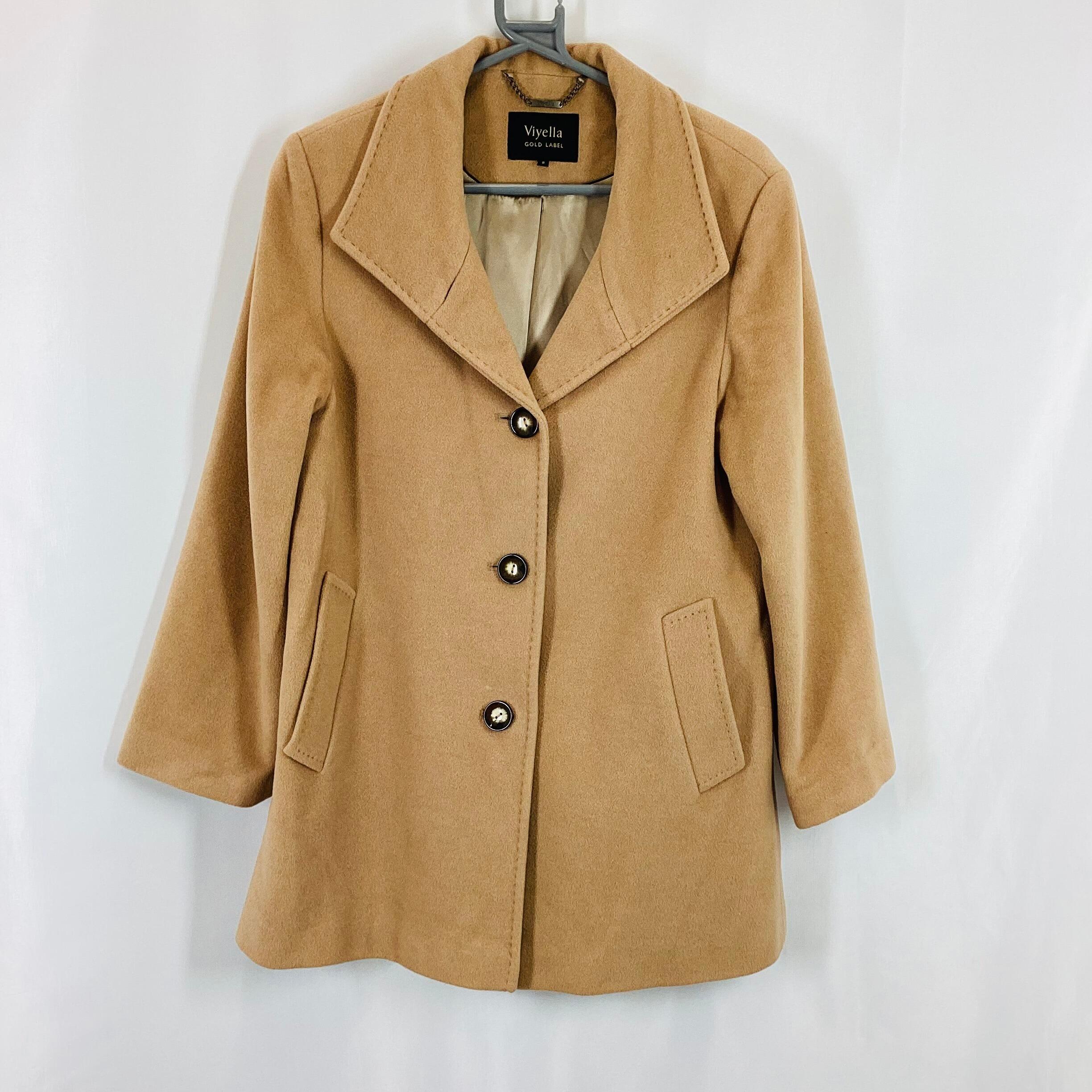 Viyella Gold Label Camel Wool Blend Coat UK 8