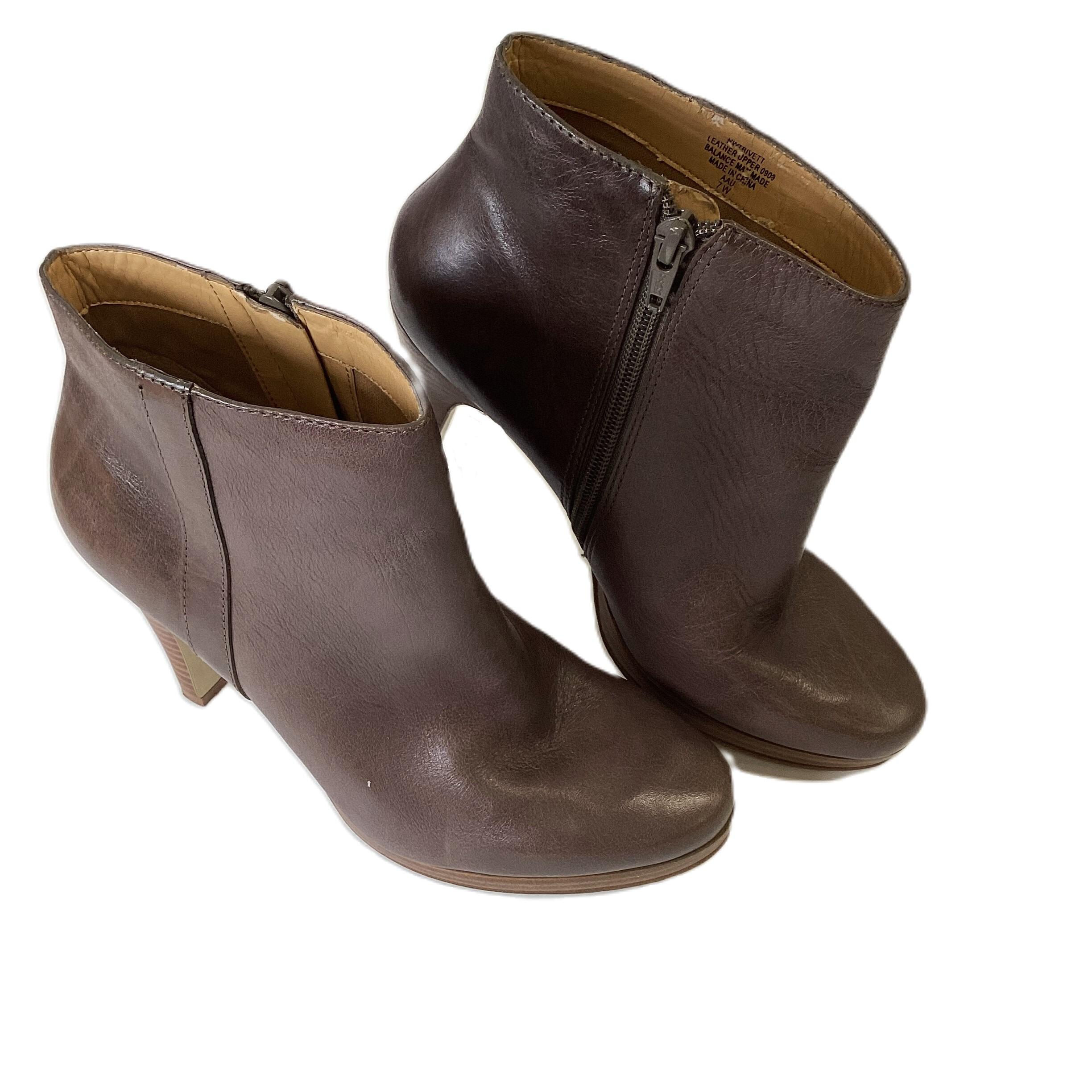 Nine West Brown Leather Heeled Ankle Boots UK 7 W