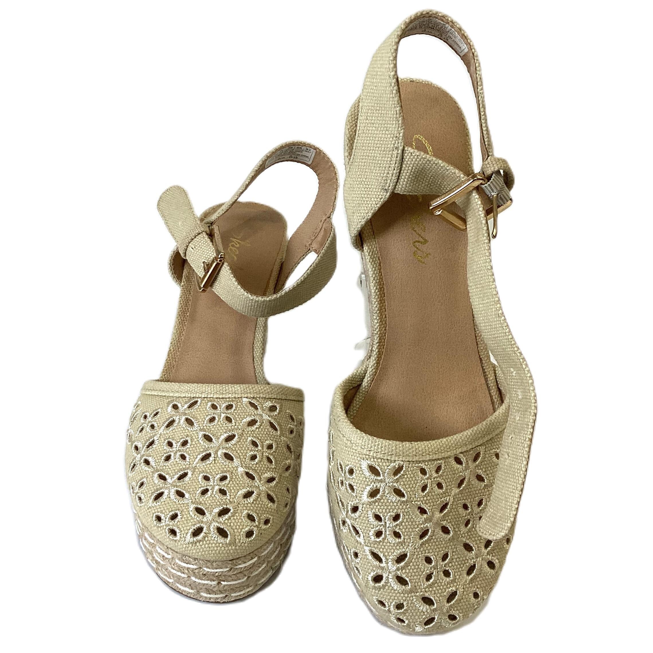 Skechers Beige Wedge Webbing Sandals UK 8