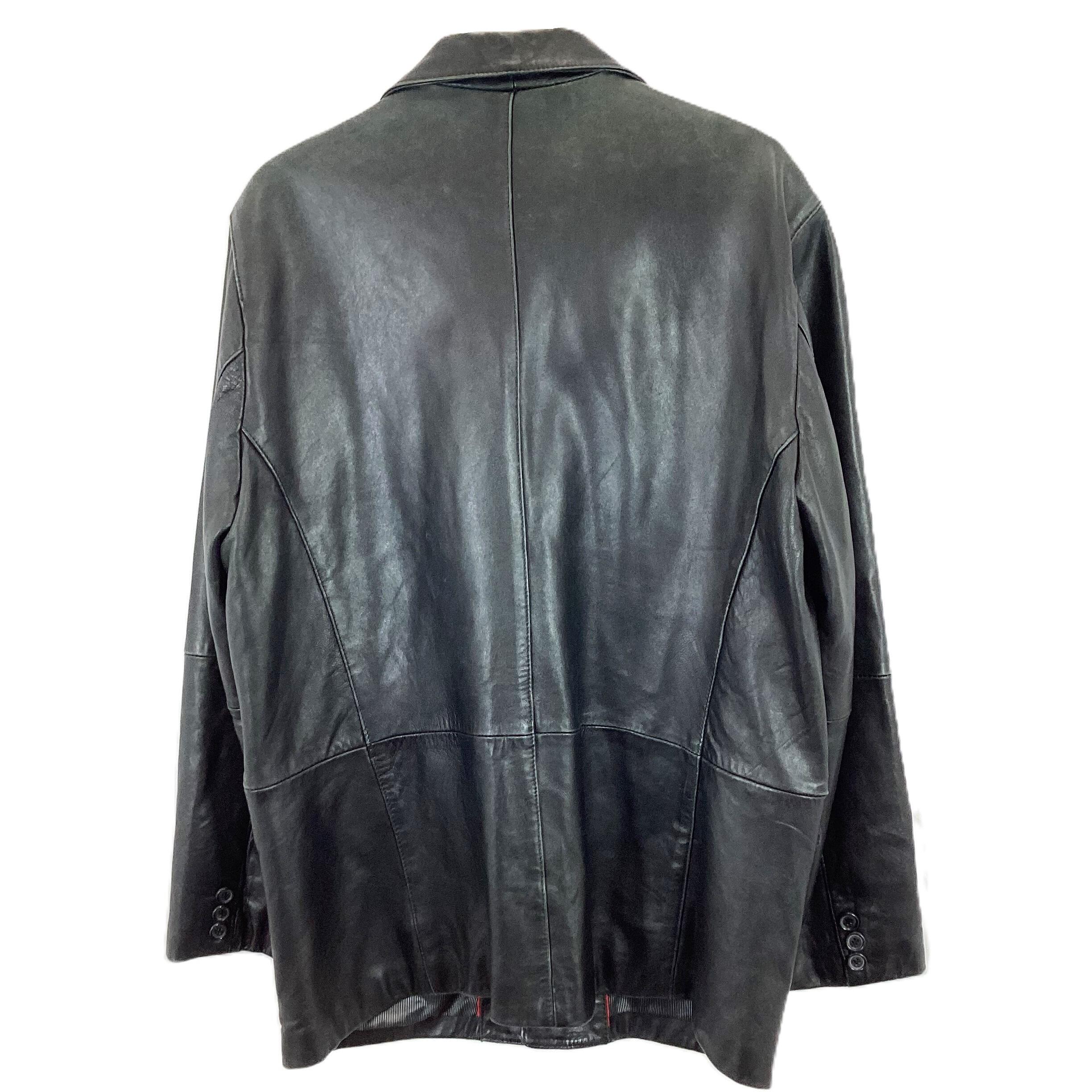 Ciro Citterio Black Leather Button Up Jacket UK XL