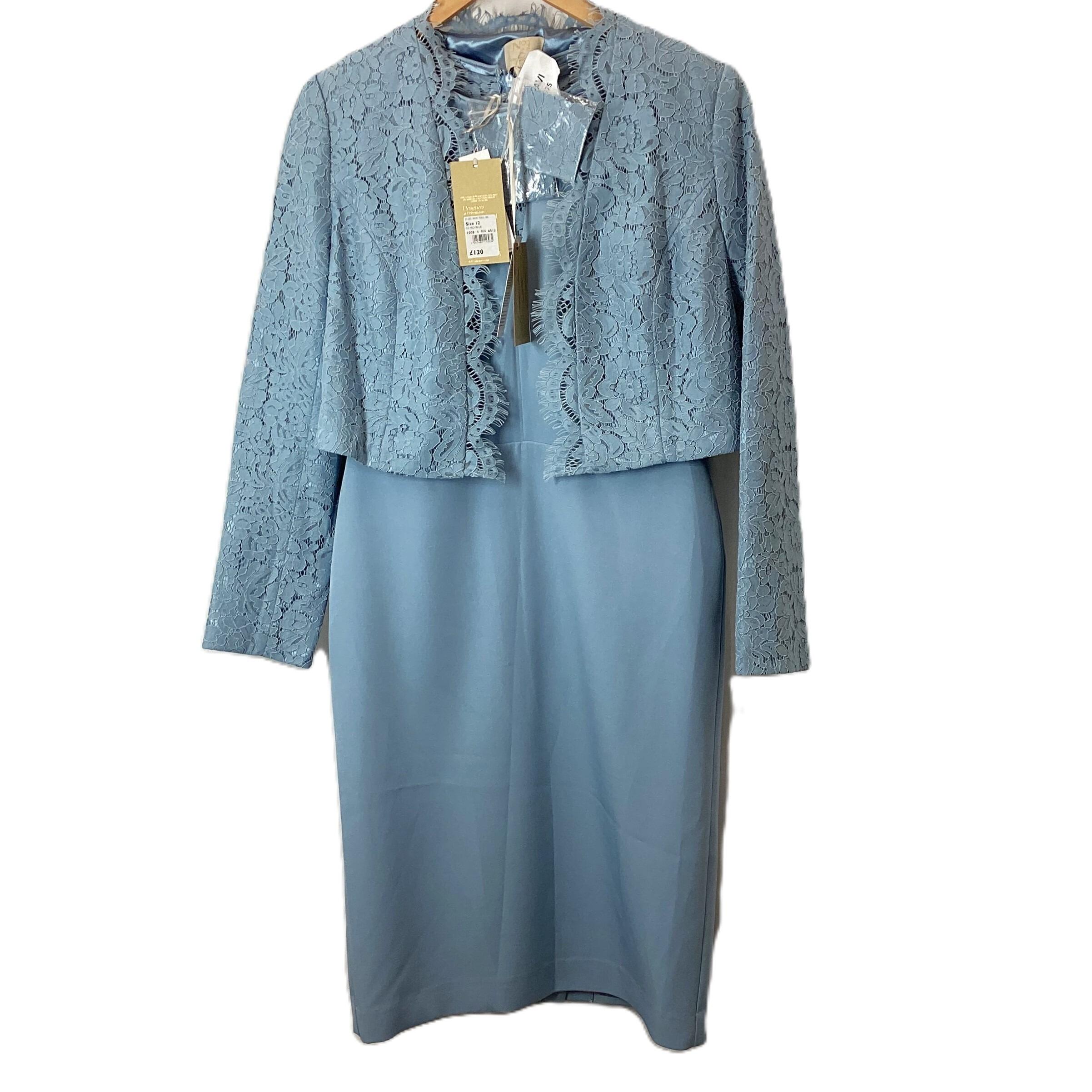 Jenny Packham for Debenhams Blue Dress Jacket Mother of the Bride UK 12