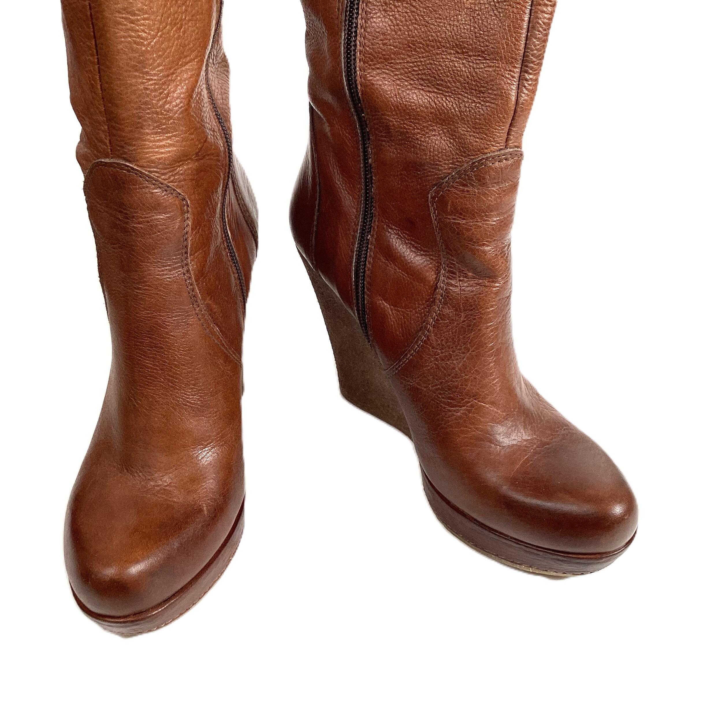 Moda in pelle Brown Wedge Boots UK 5