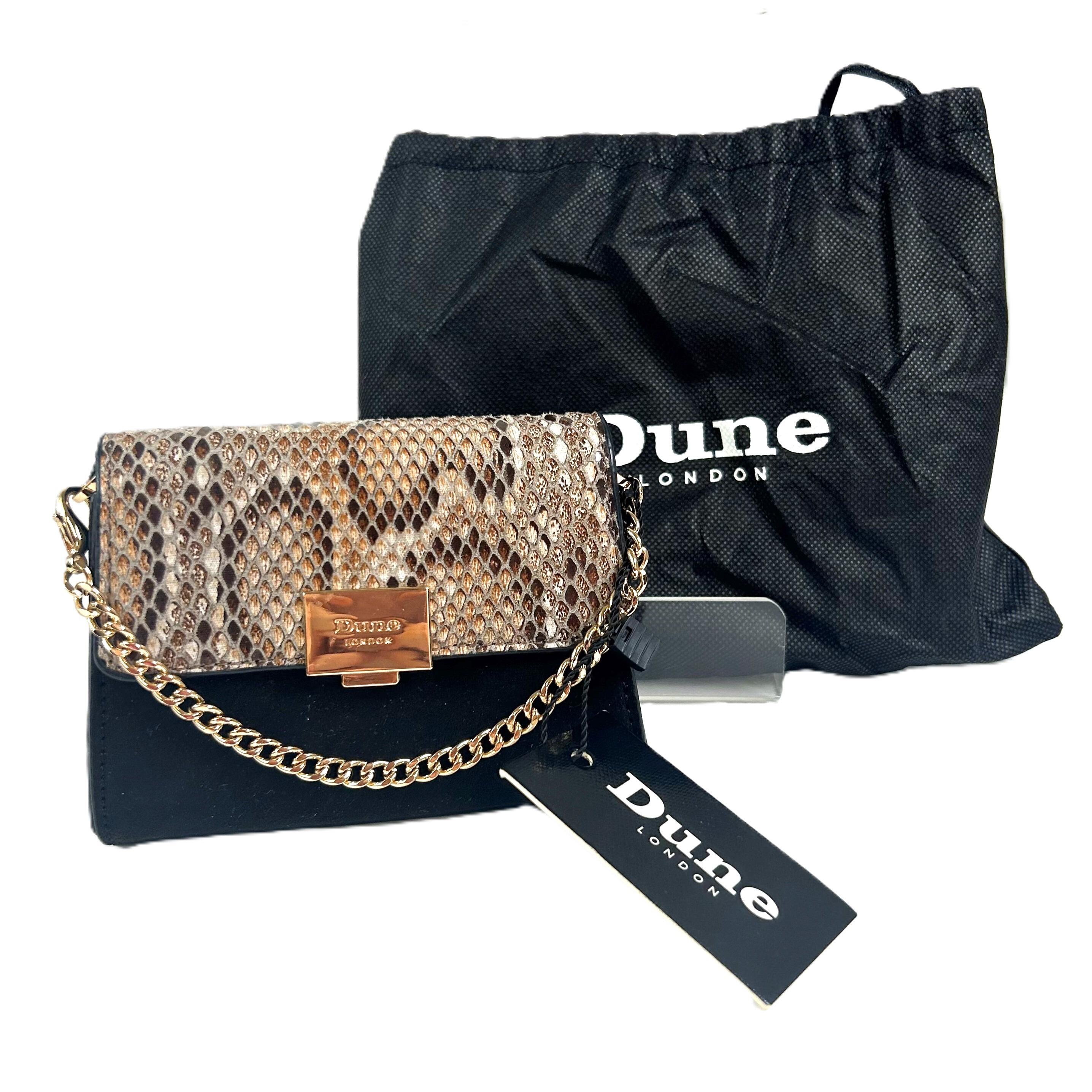 Dune London Selin Faux Snakeskin Chain Mini Bag with Dustbag