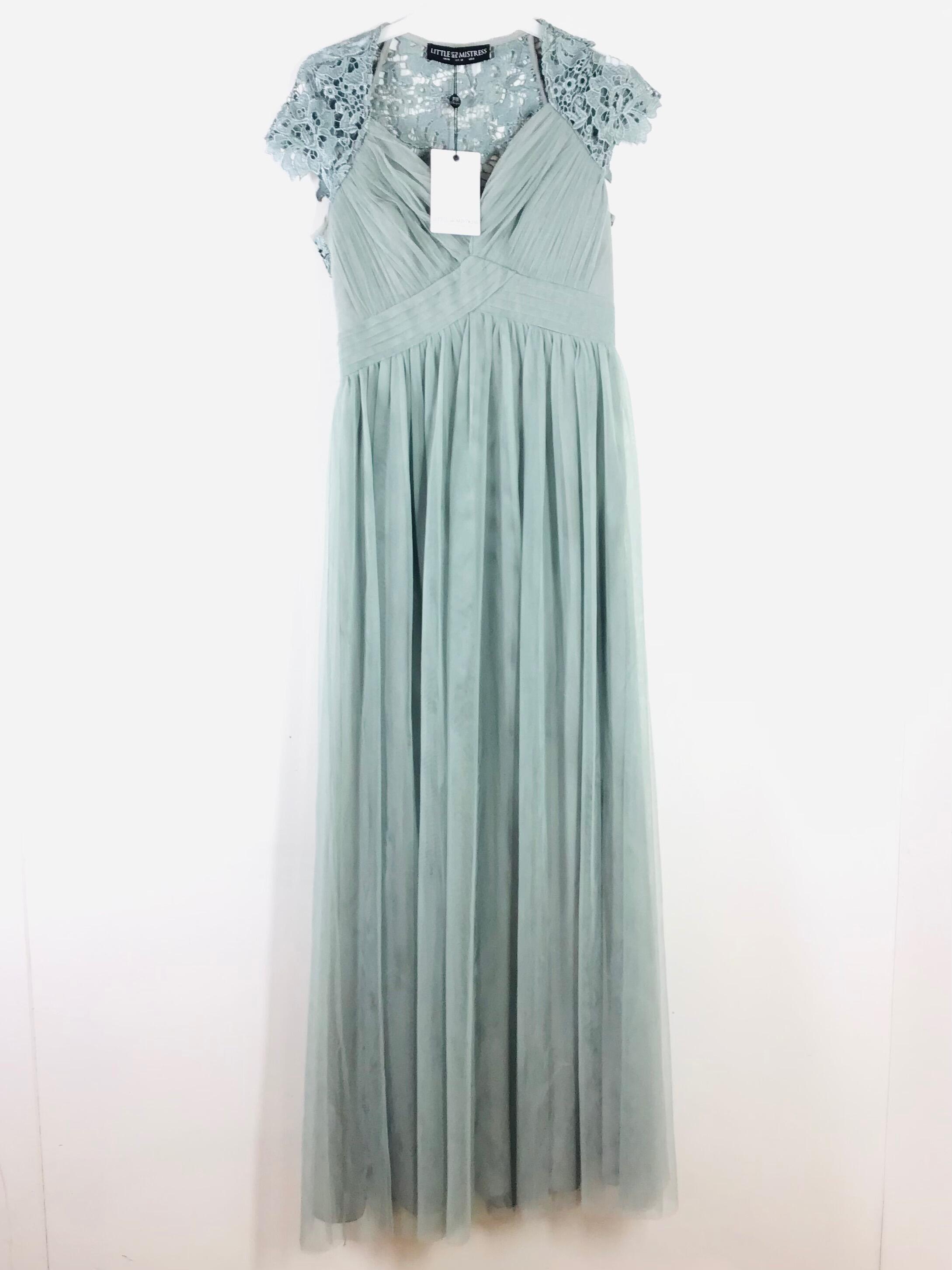 Little Mistress Sage Green Prom Bridesmaid Dress UK 10