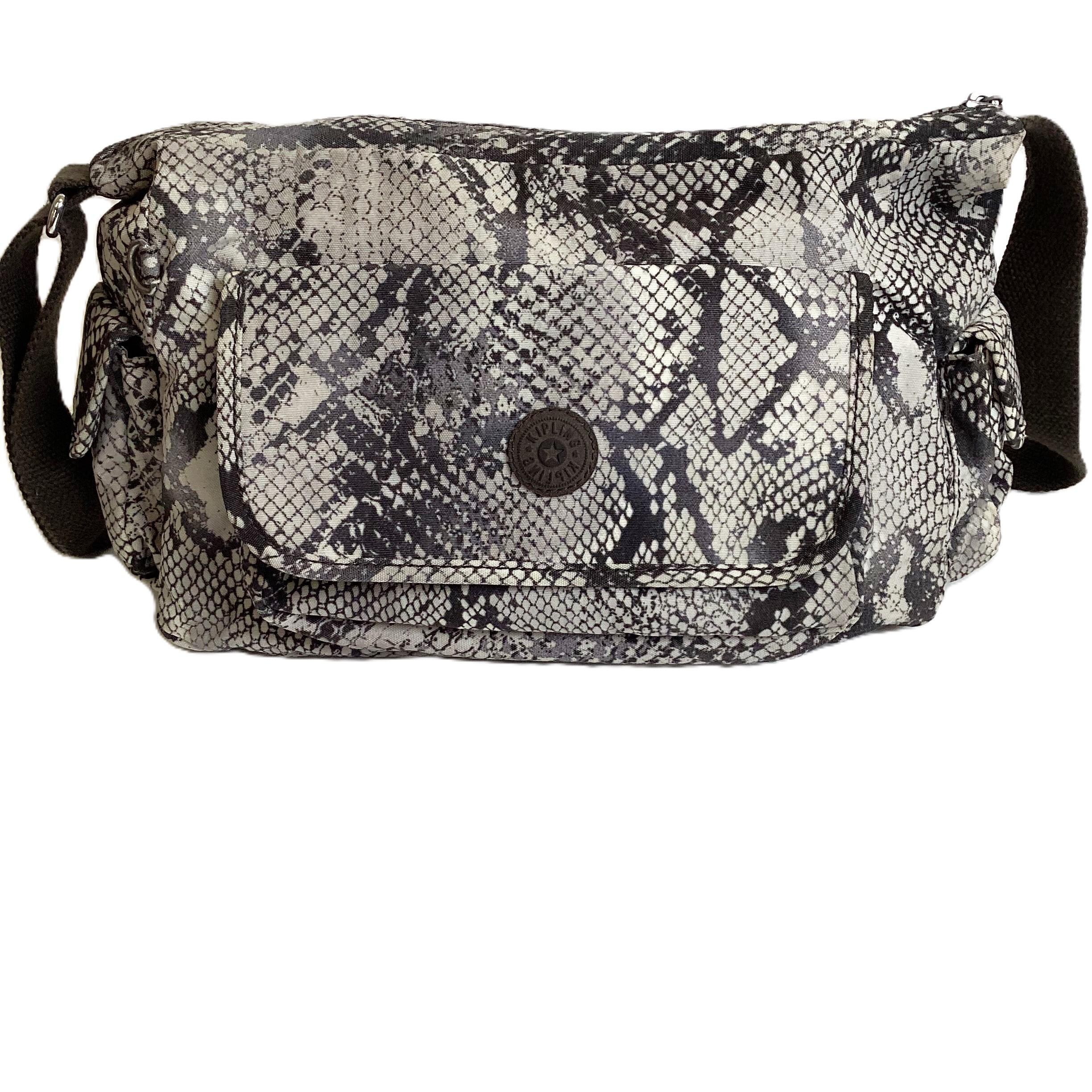 Kipling Grey Snakeskin Pattern Crossbody Bag Without Monkey