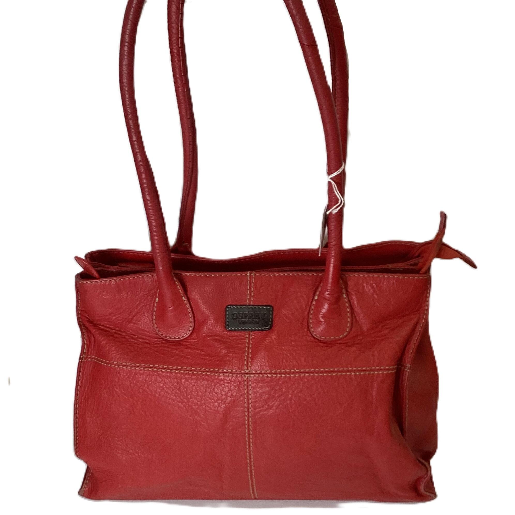 Osprey Cherry Red Long Handle Handbag with Contrast Stitching