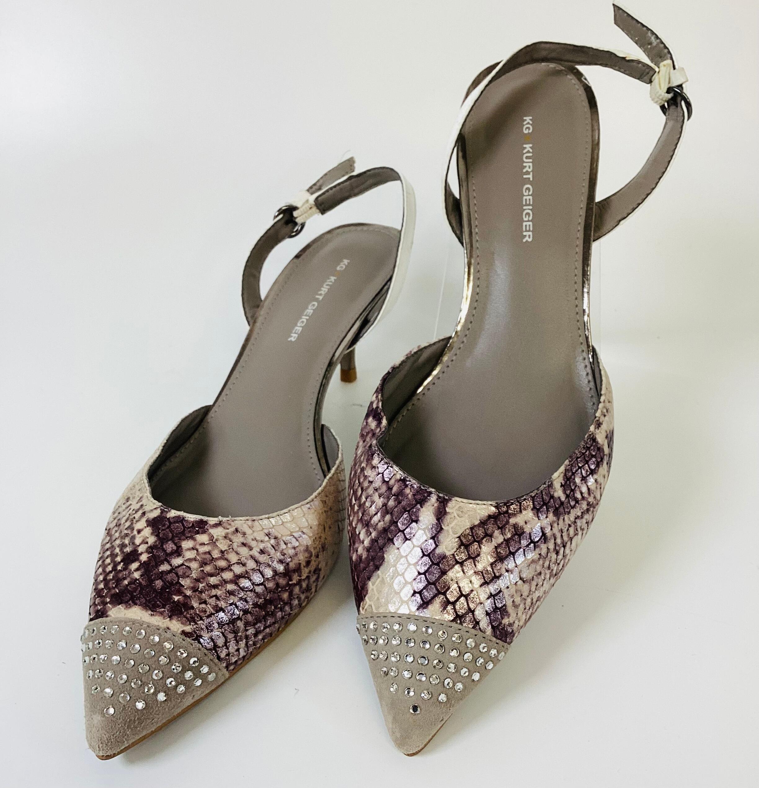 Kurt Geiger Snakeskin Diamonte Heels