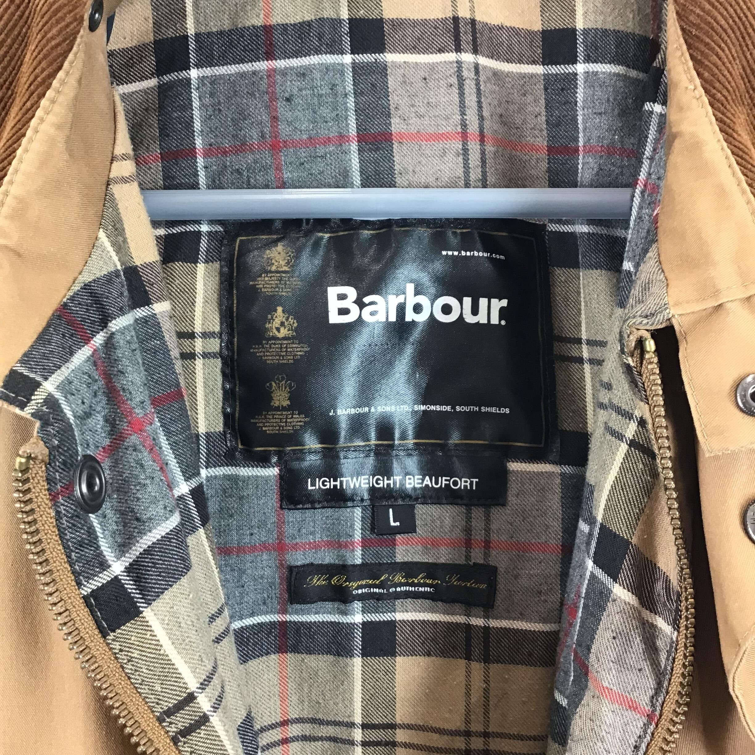 Barbour Beige Plaid Lined Lightweight Beaufort Jacket UK L