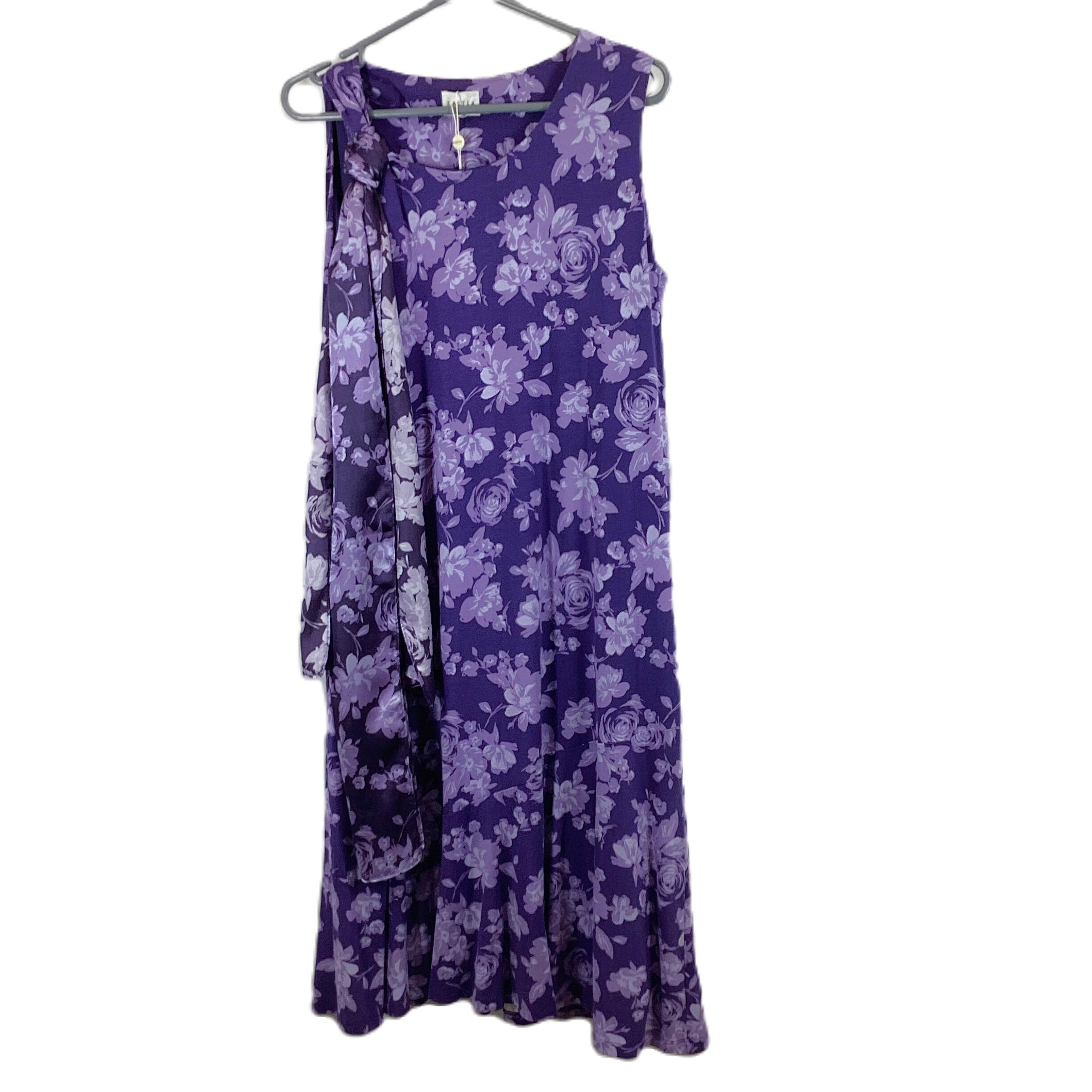 Eastex Purple Sleeveless Floral Dress UK 16