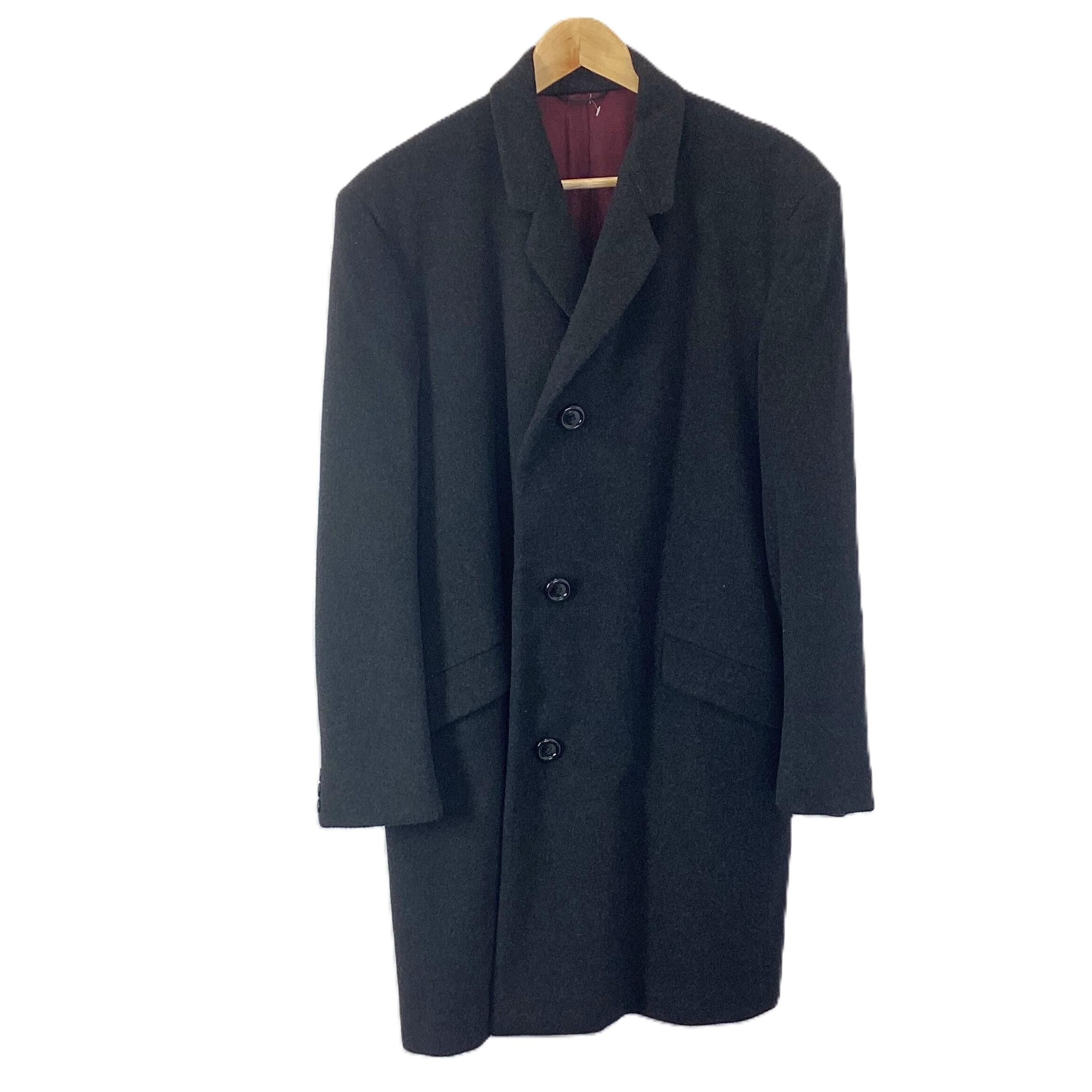 Vintage Crombie of Aberdeen Black Overcoat with Red Lining UK 44