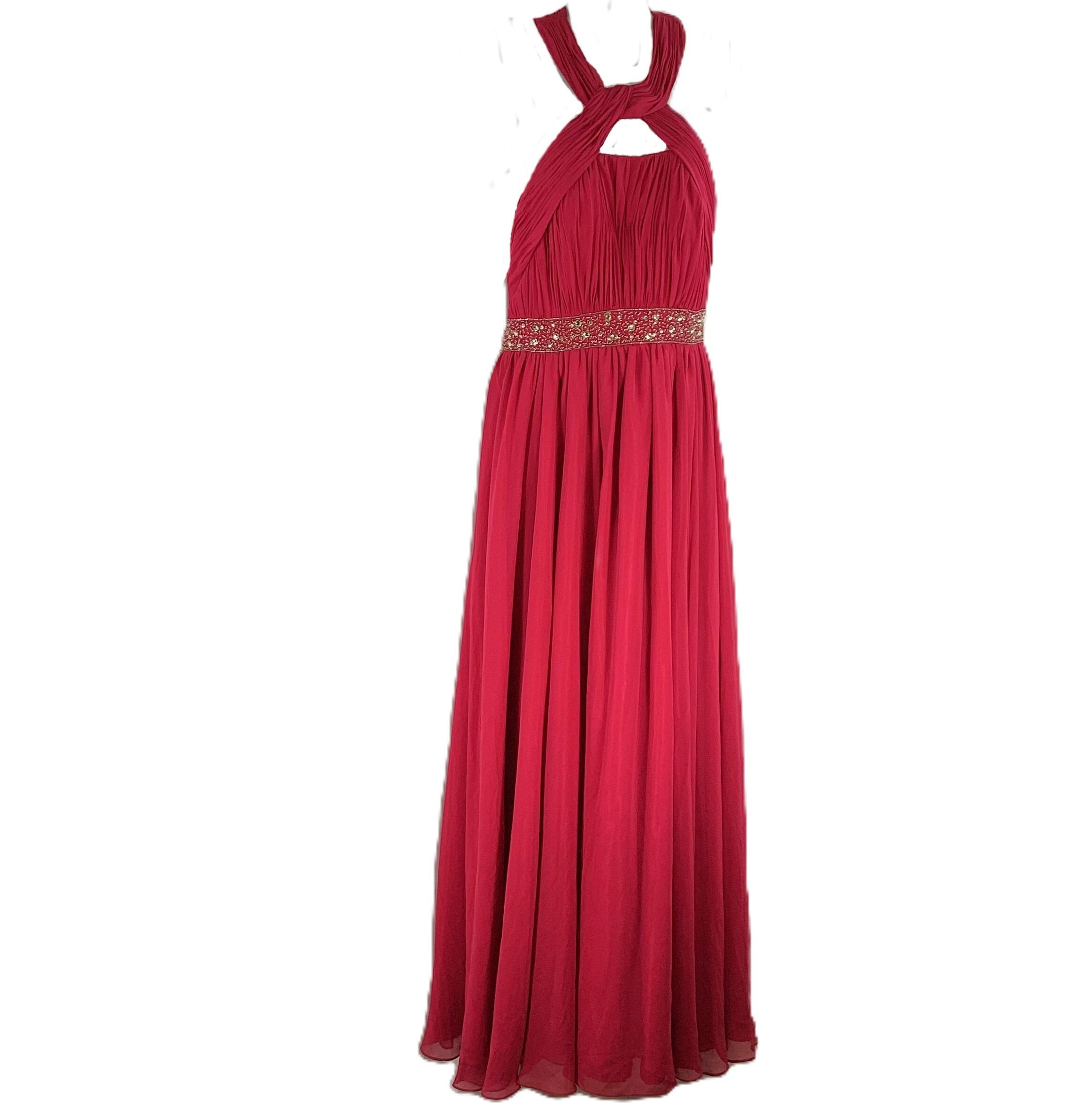 Karen Millen Hot Pink Pure Silk Ruffle One Shoulder Dress UK 12