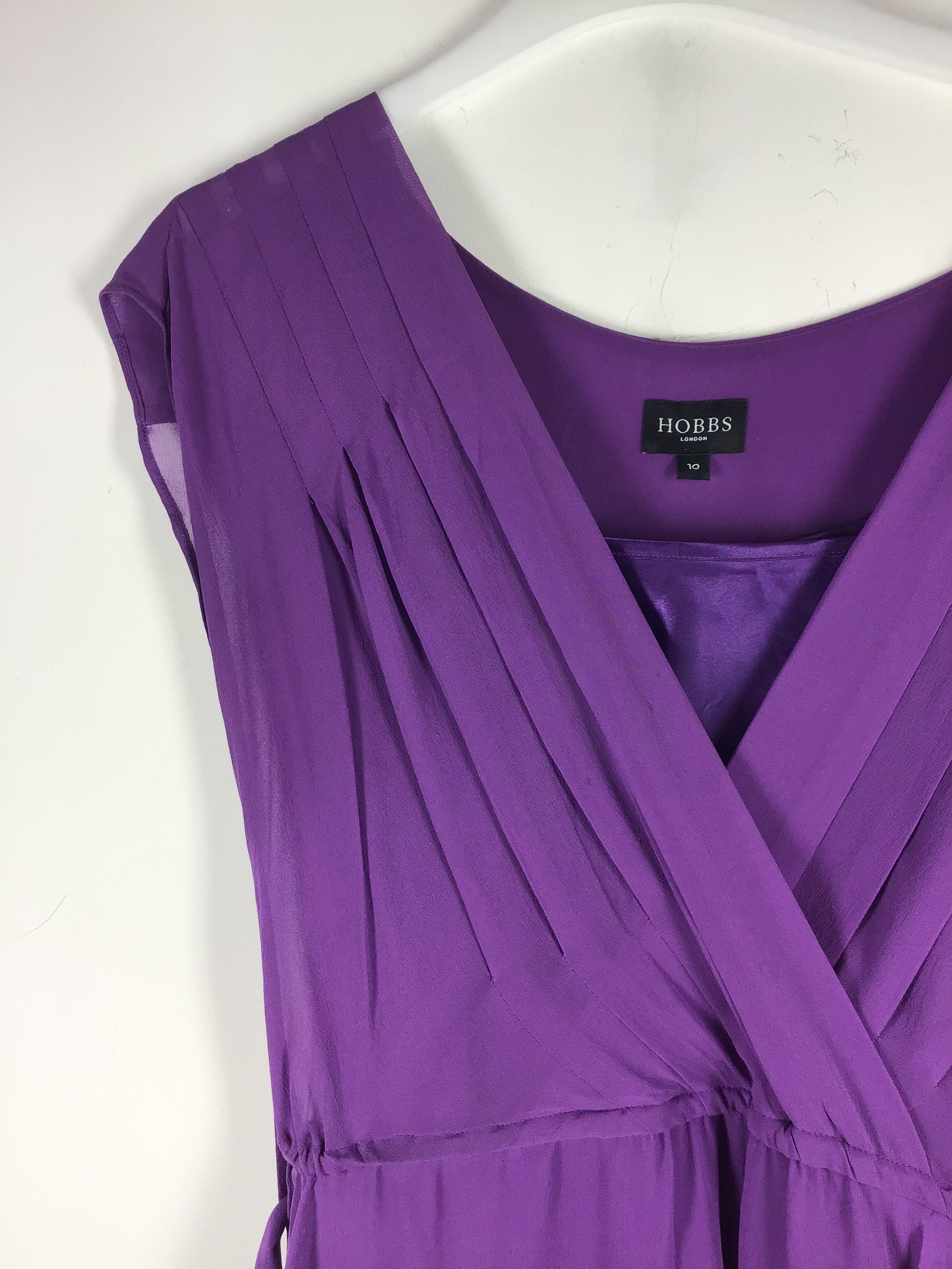 Hobbs Purple Silk Dress UK 10