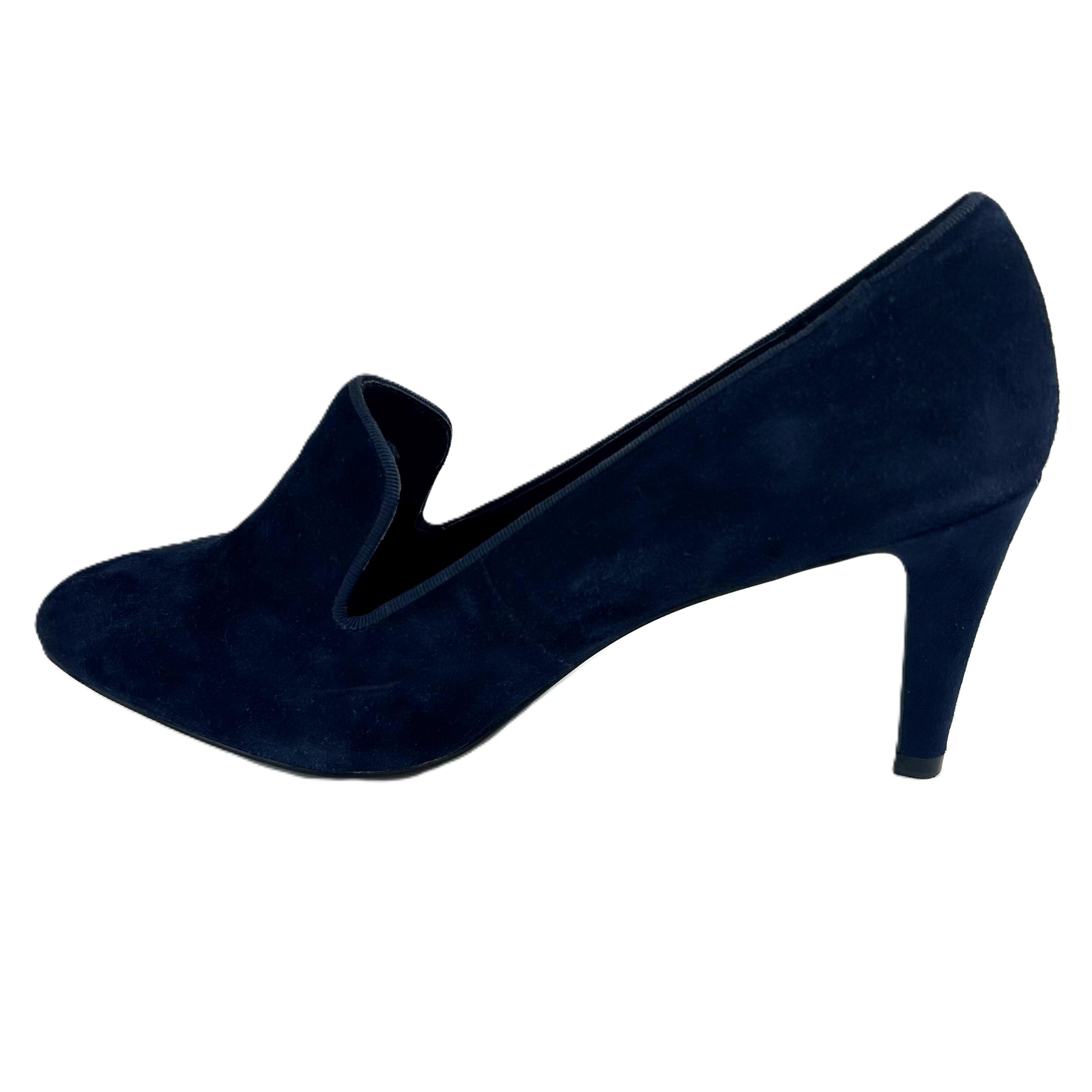 M S Collection Navy Suede Insolia Slip On Court Heels UK 5.5 Wide