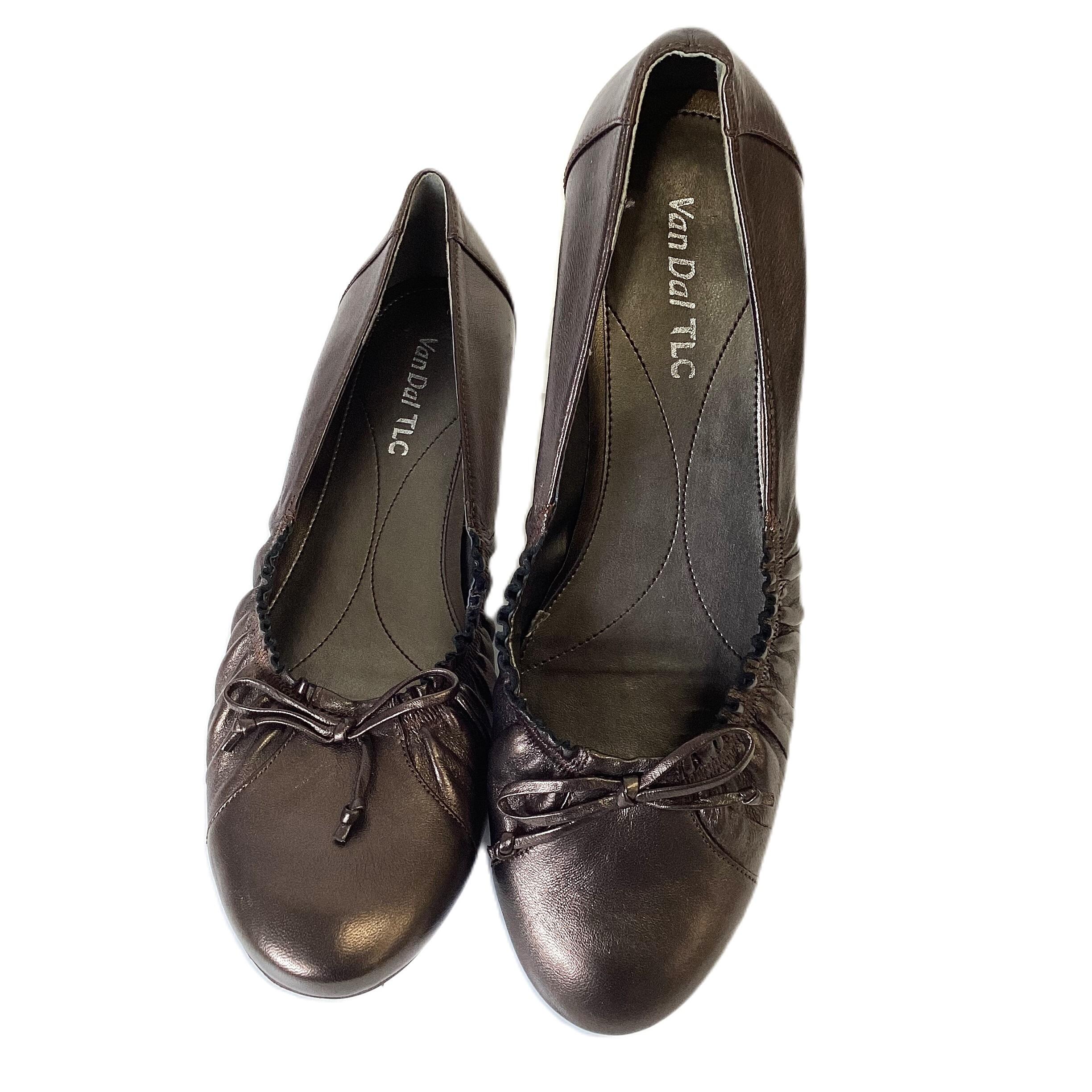 Van Dal TLC Bronze Brown Leather Bow Ballet Flats UK 7 D