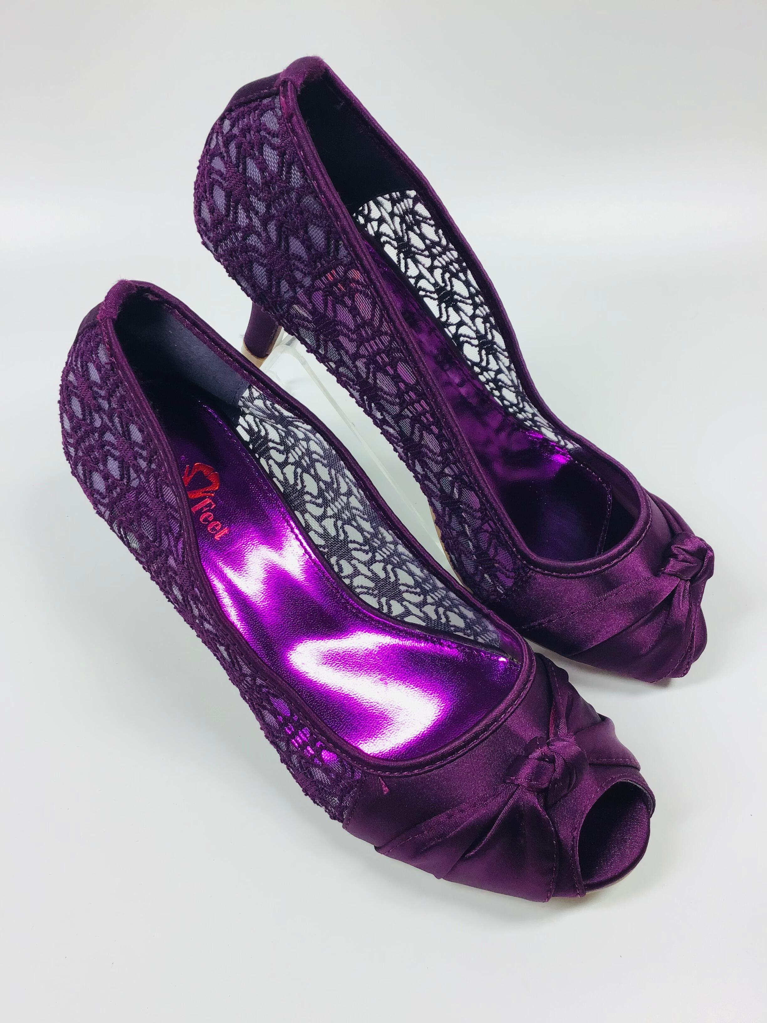 Purple open toe sales heels