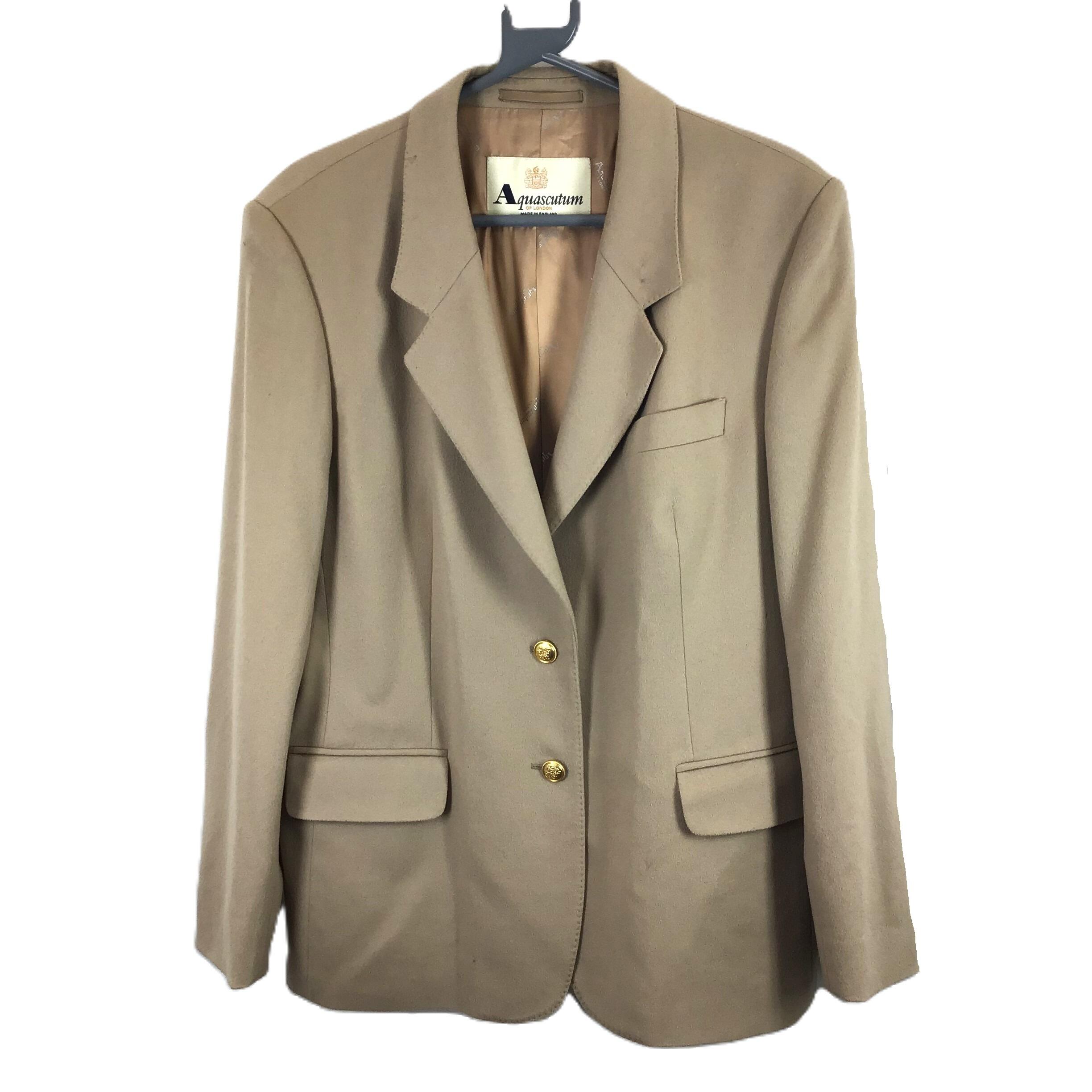 Aquascutum Beige Pure Wool BlazerJacket UK 16R