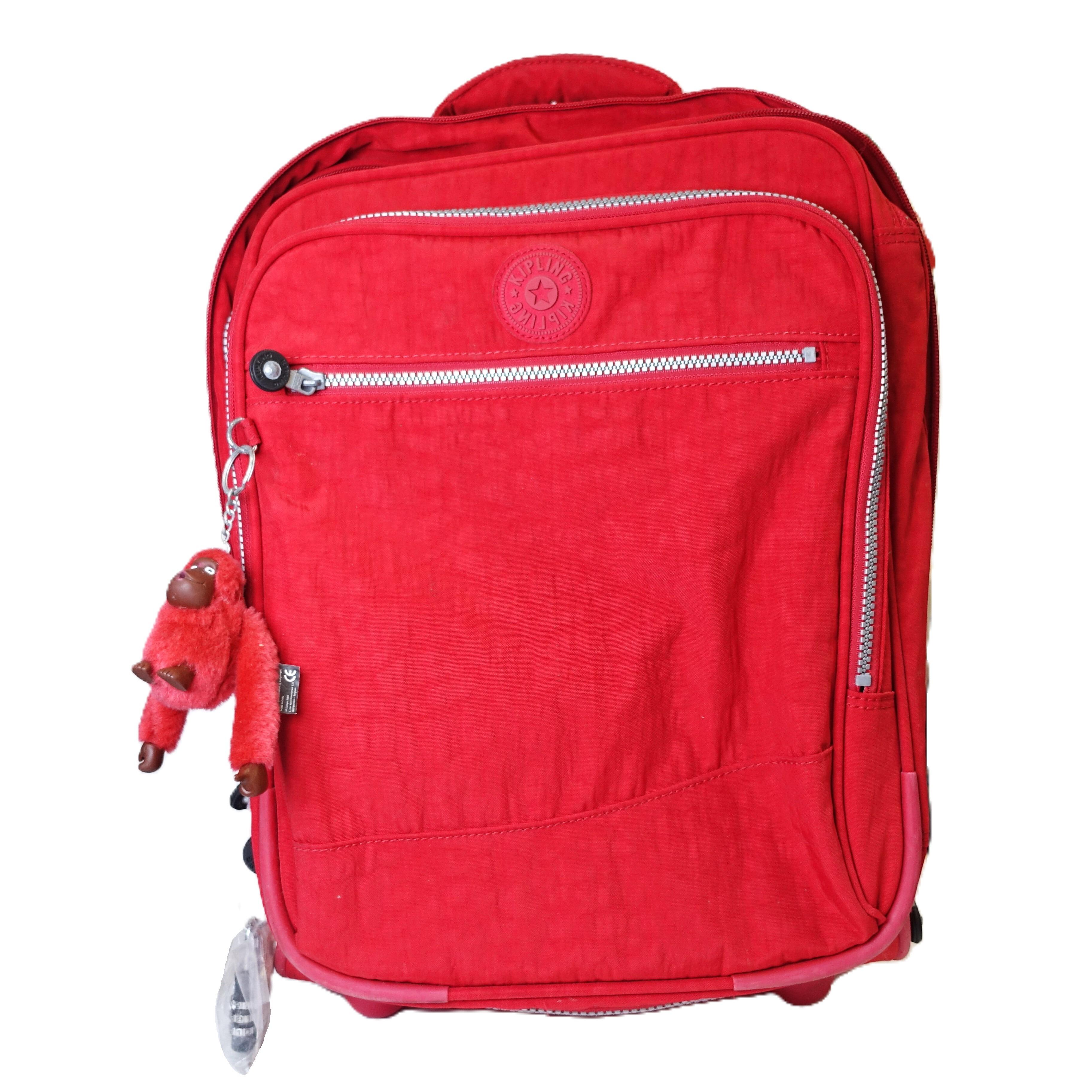 Kipling Small Red Suitcase with Original Padlock & Benjamin Monkey