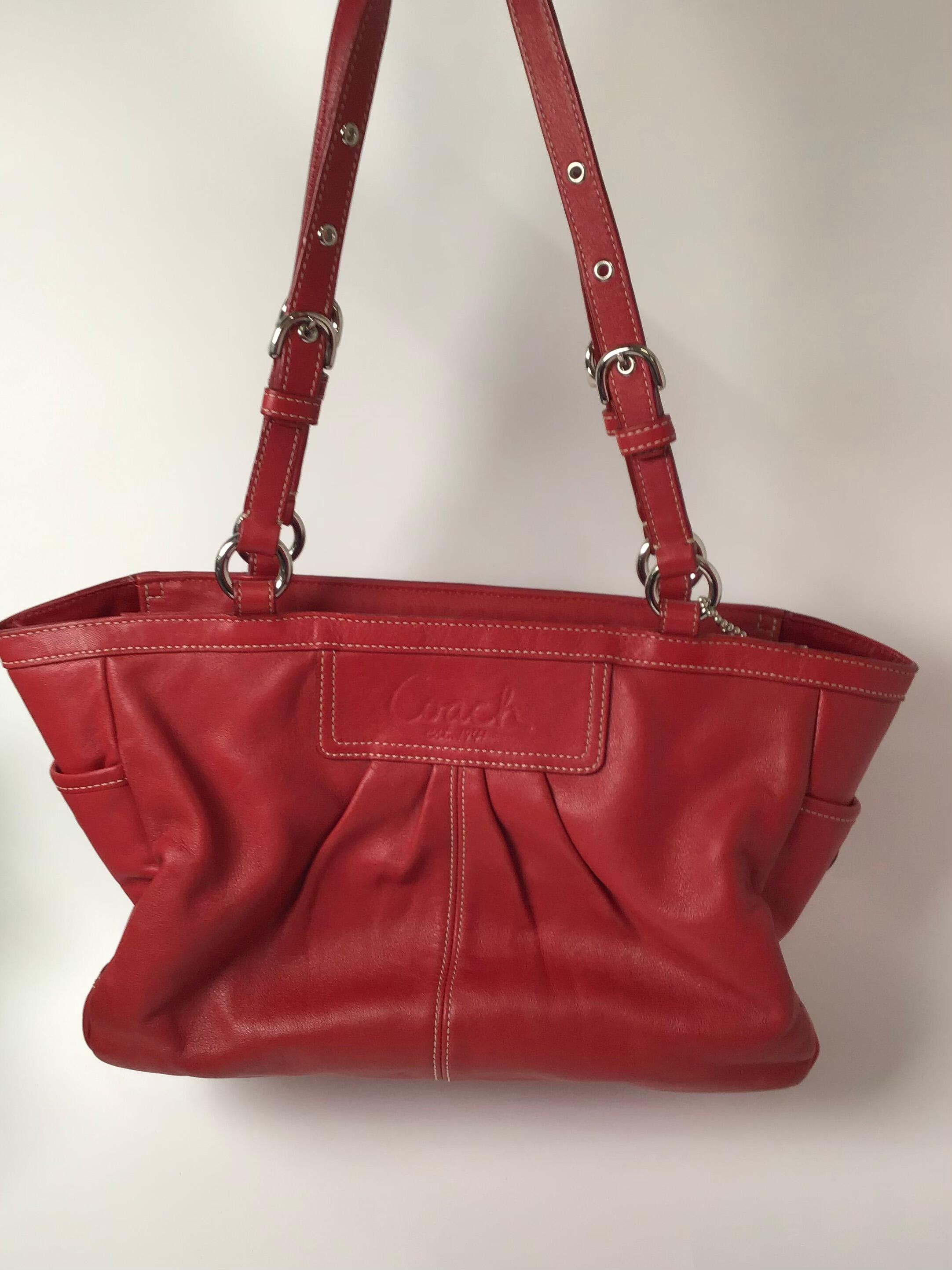 Coach Red Leather outlets Satchel