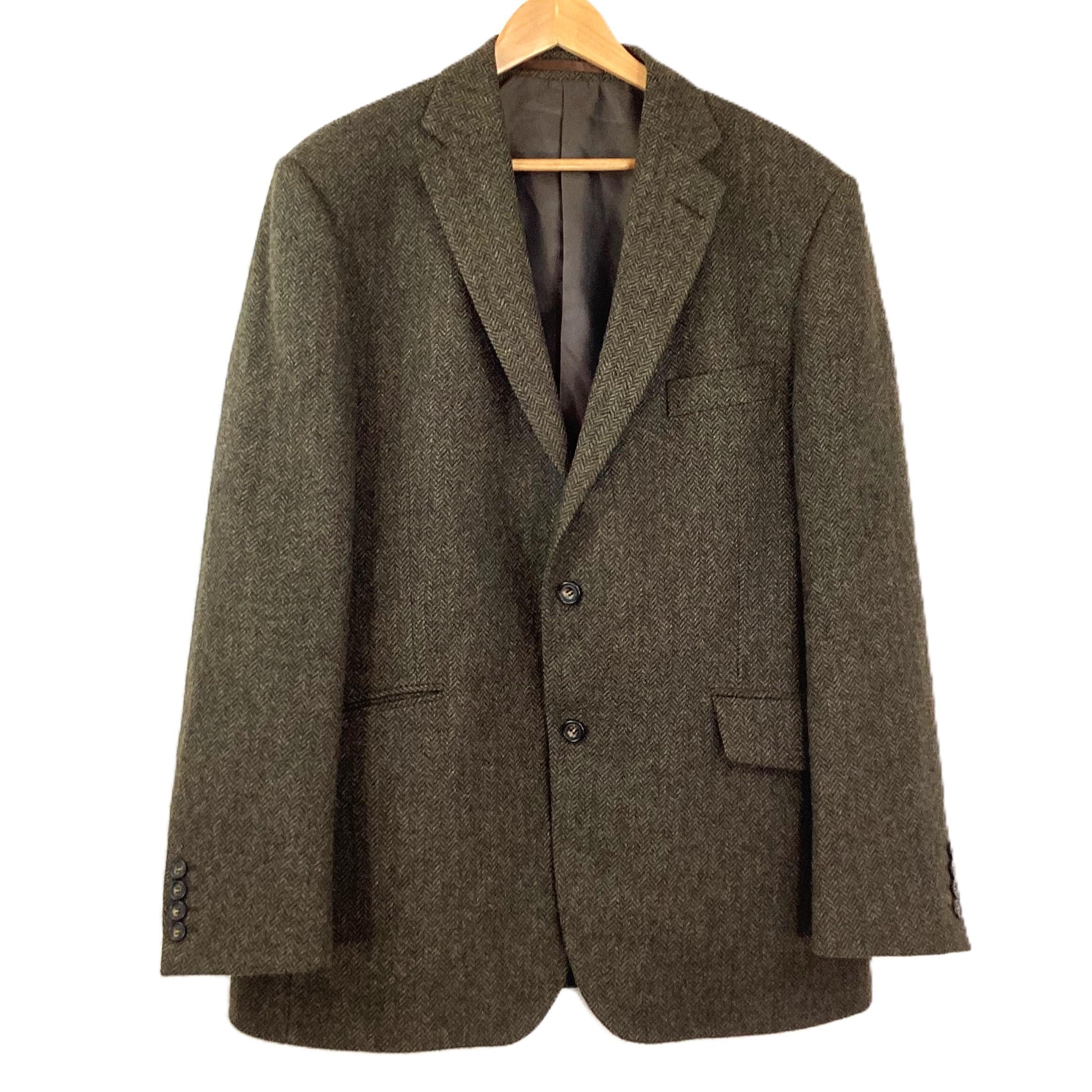 M S Sartorial Green Herringbone Pure Wool Blazer Jacket 44R