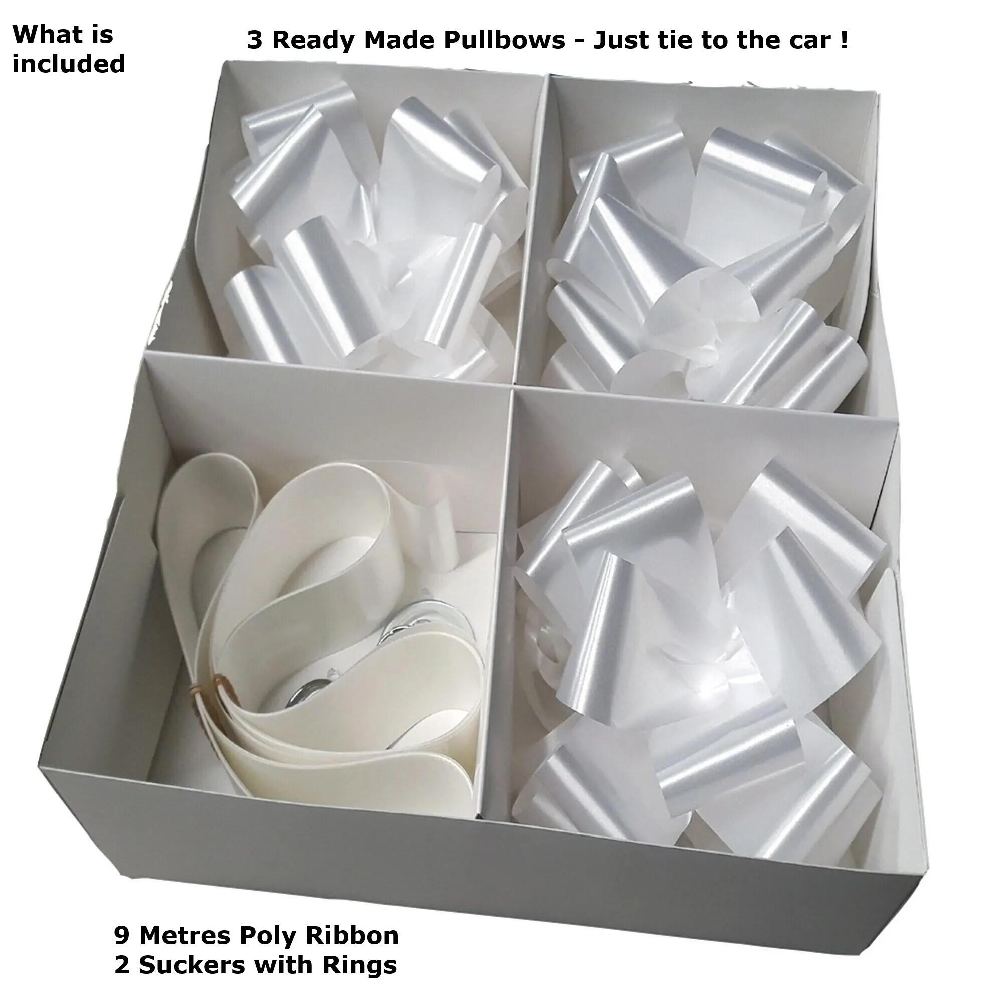 Light Blue Wedding Car Ribbon Kit with 3 Ready Assembled Pull Bows