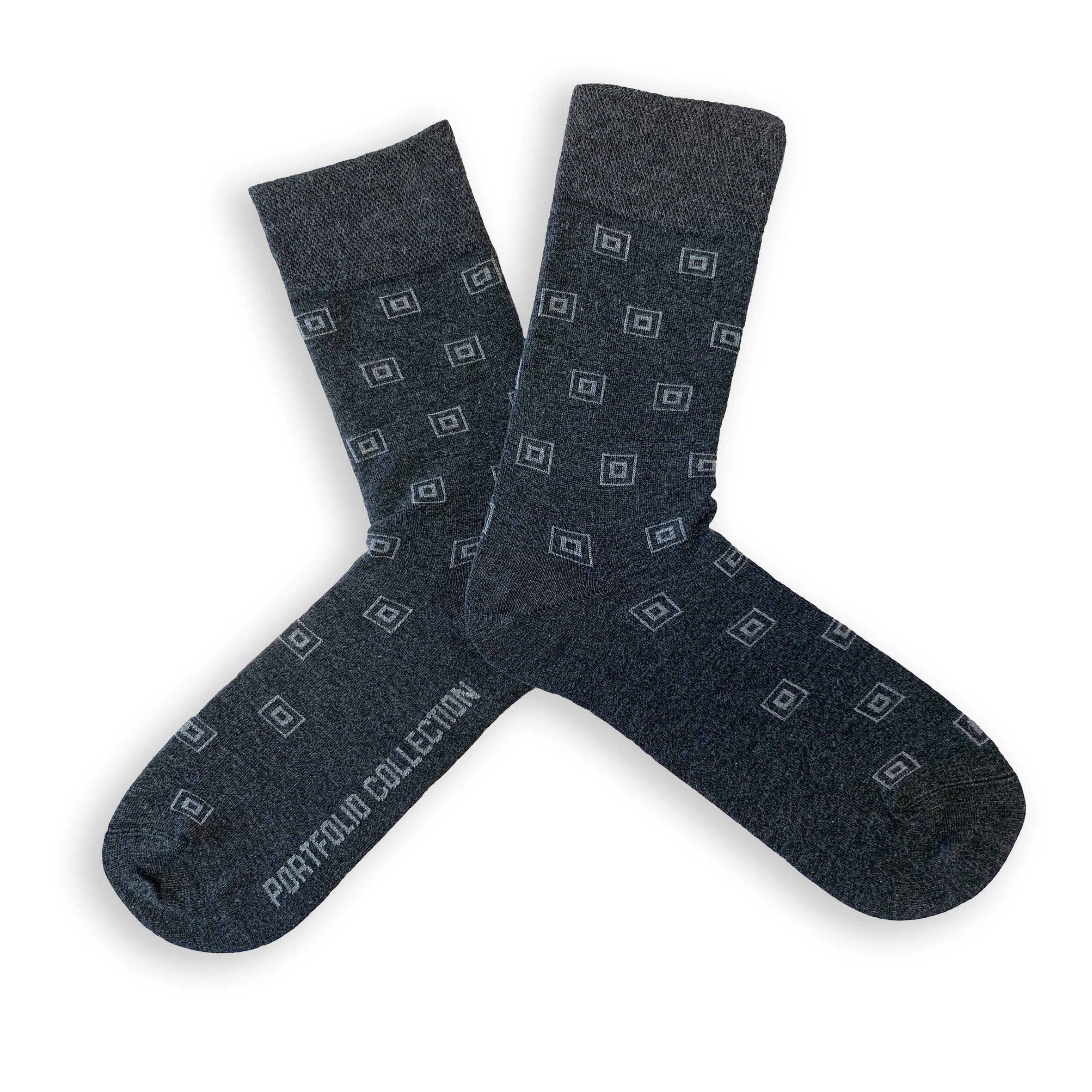 Charcoal grey square patterned luxurious super soft bamboo socks