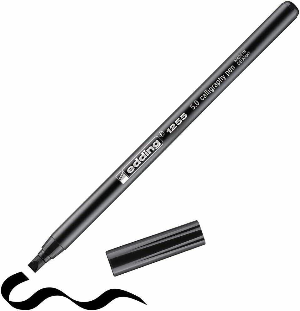 Edding 1255 Penna Calligrafica, Punta 3,5 Mm, Colore Inchiostro Nero, Fusto Nero