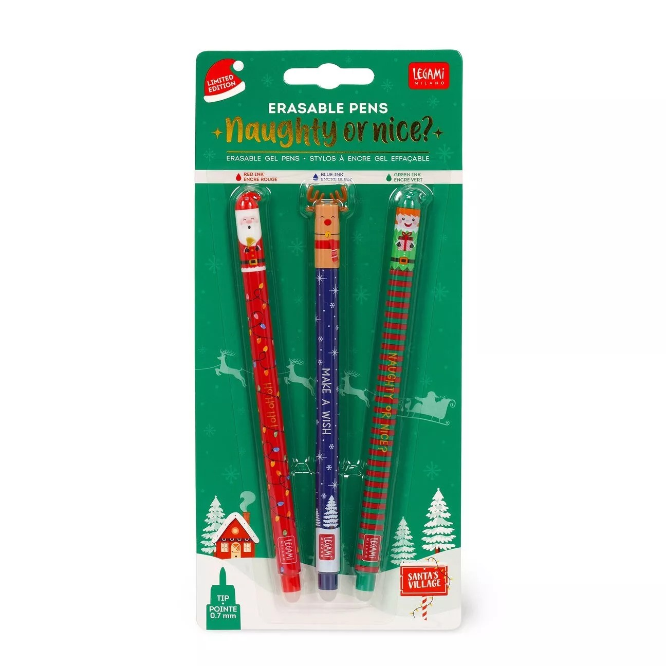 Legami Christmas Edition Naughty or Nice Erasable Gel Pen Set- New for ...