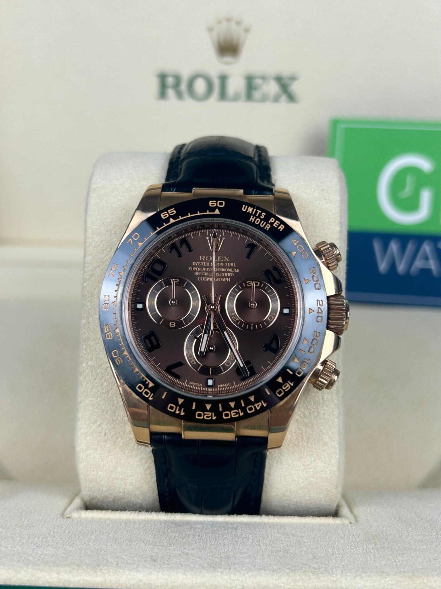 Rolex Daytona 116515 Black Leather Chocolate Dial 2014