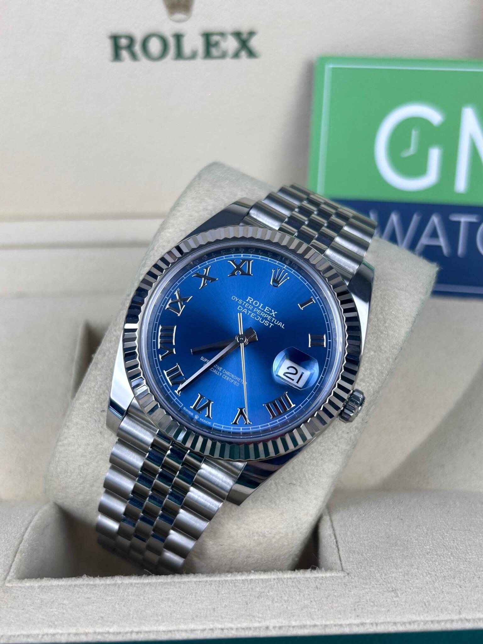 Rolex datejust 41 blue roman dial shop
