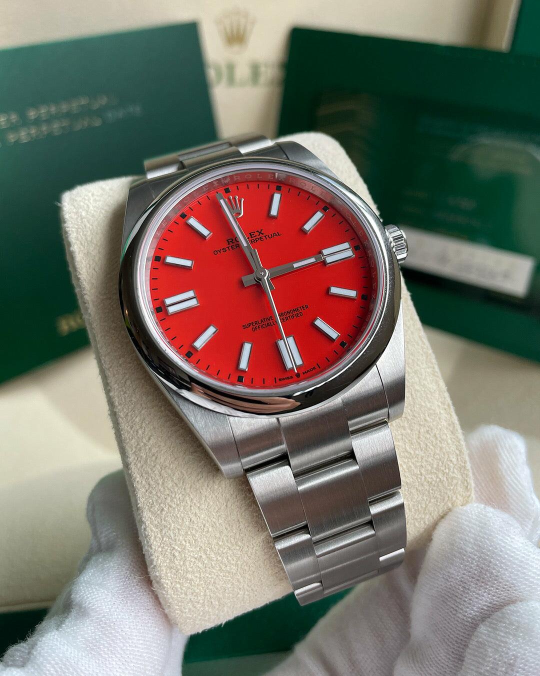 Rolex Oyster Perpetual 41 124300 Red Dial Discontinued 2022