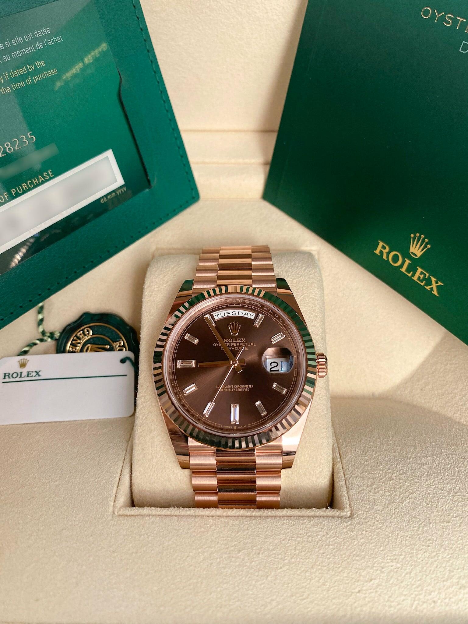 Rolex Day Date 40 228235 Chocolate Baguette Dial 2021