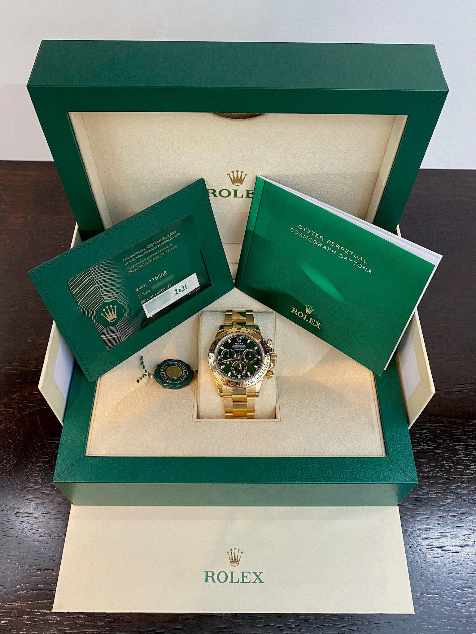 Rolex Daytona 116508 Yellow Gold Green Dial 2021